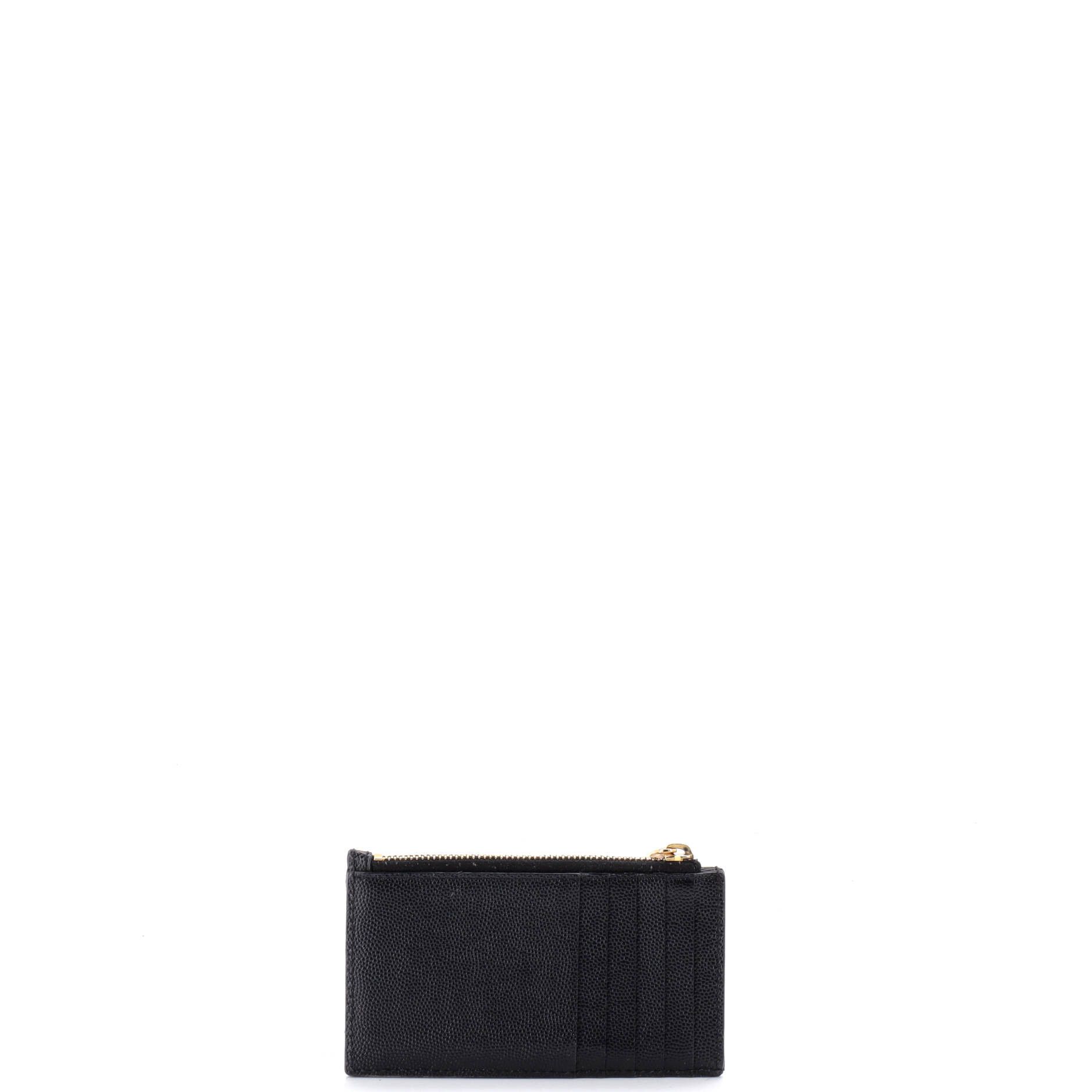Saint Laurent Paris Monogram fragments zip card holder matelasse chevron leather Size ONE SIZE - 2 Thumbnail