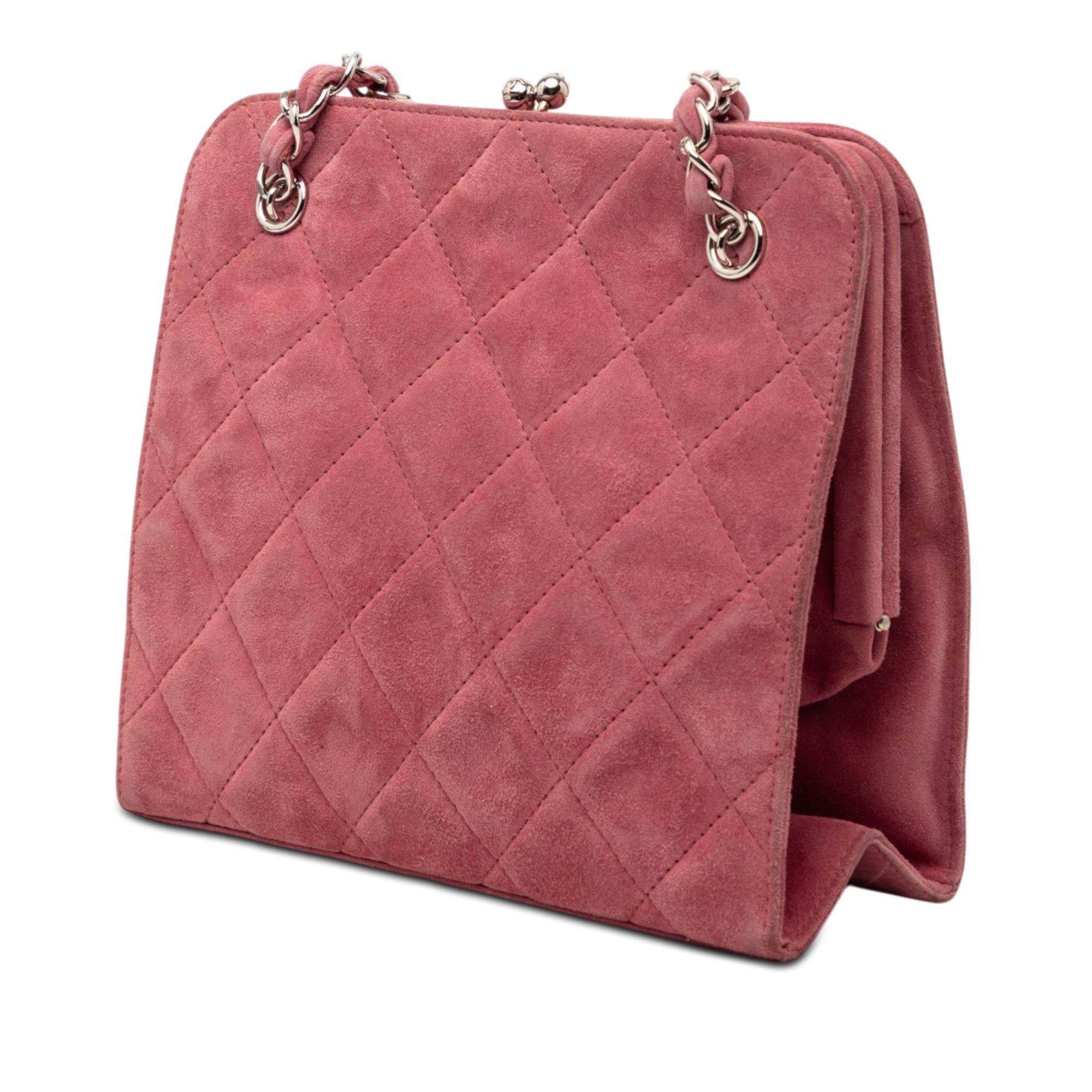 Chanel CC Quilted Suede Kiss Lock Handbag Size ONE SIZE - 2 Thumbnail