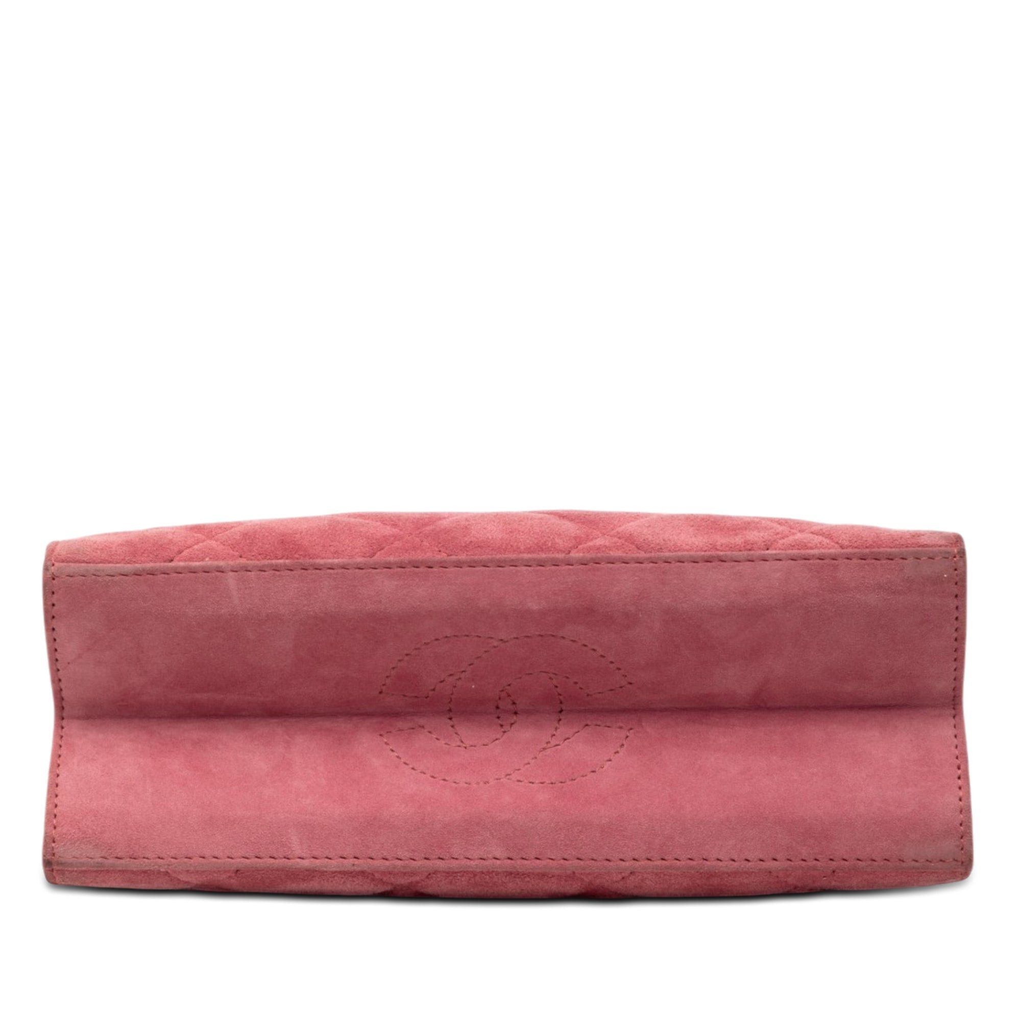 Chanel CC Quilted Suede Kiss Lock Handbag Size ONE SIZE - 3 Thumbnail