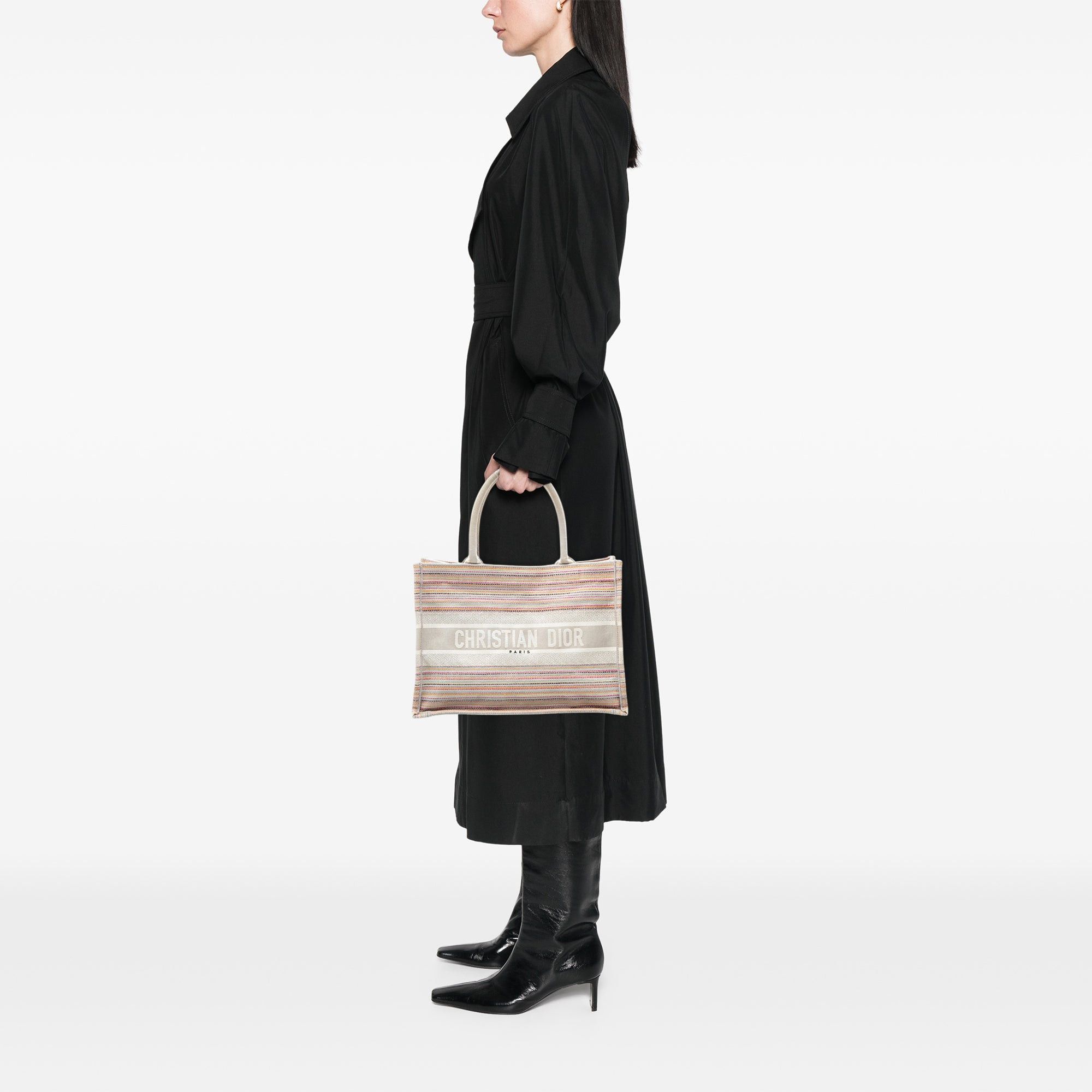 Dior Medium Embroidered Canvas Stripes Book Tote Size ONE SIZE - 7 Thumbnail