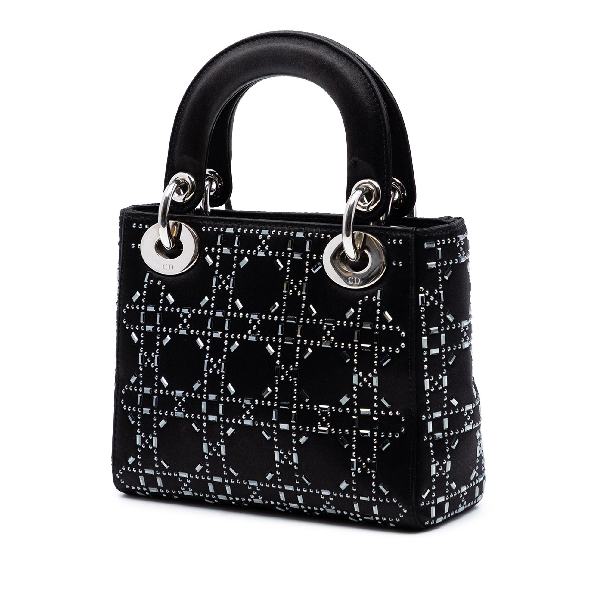 Dior Mini Satin Cannage Crystal Embellished Lady Dior Size ONE SIZE - 2 Thumbnail
