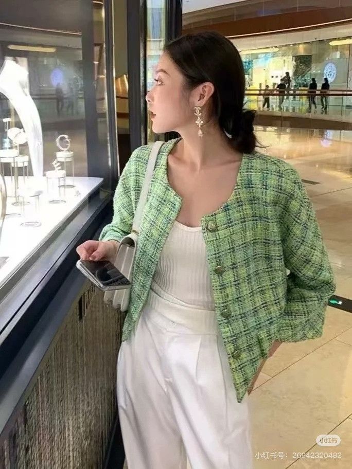 Chanel Chanel Avocado Green Woven Coat Size S / US 4 / IT 40 - 7 Thumbnail
