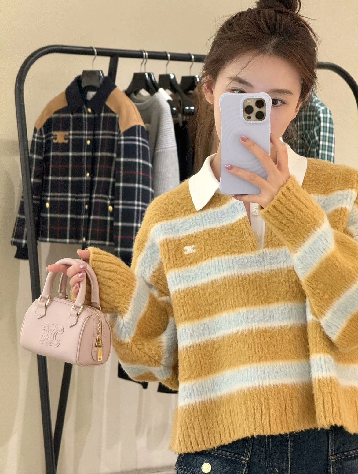 Celine Celine Blue Yellow Stripe Knit Sweater Size S / US 4 / IT 40 - 7 Thumbnail
