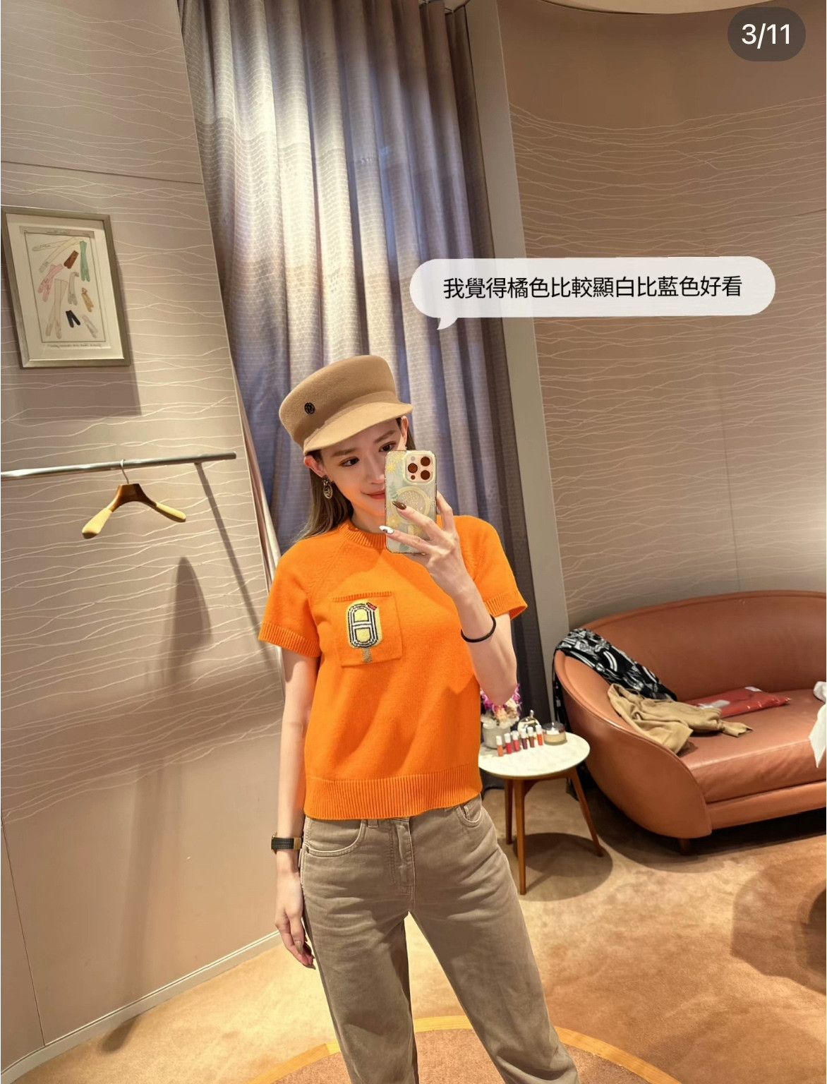 Hermes Hermes Orange Cashmere Knit Short-Sleeve Size XS / US 0-2 / IT 36-38 - 9 Thumbnail