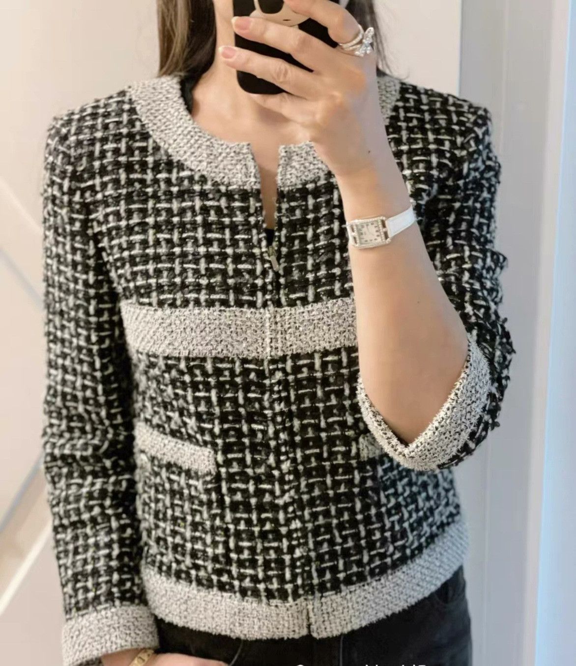 Chanel Chanel Black Gray Shimmer Tweed Jacket Size S / US 4 / IT 40 - 8 Thumbnail