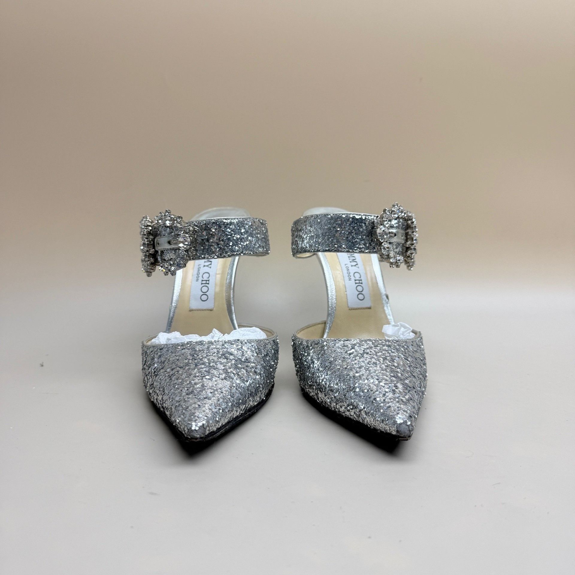 Jimmy Choo Jimmy Choo Crystal Buckle Glitter Heels Size US 6.5 / IT 36.5 - 2 Thumbnail