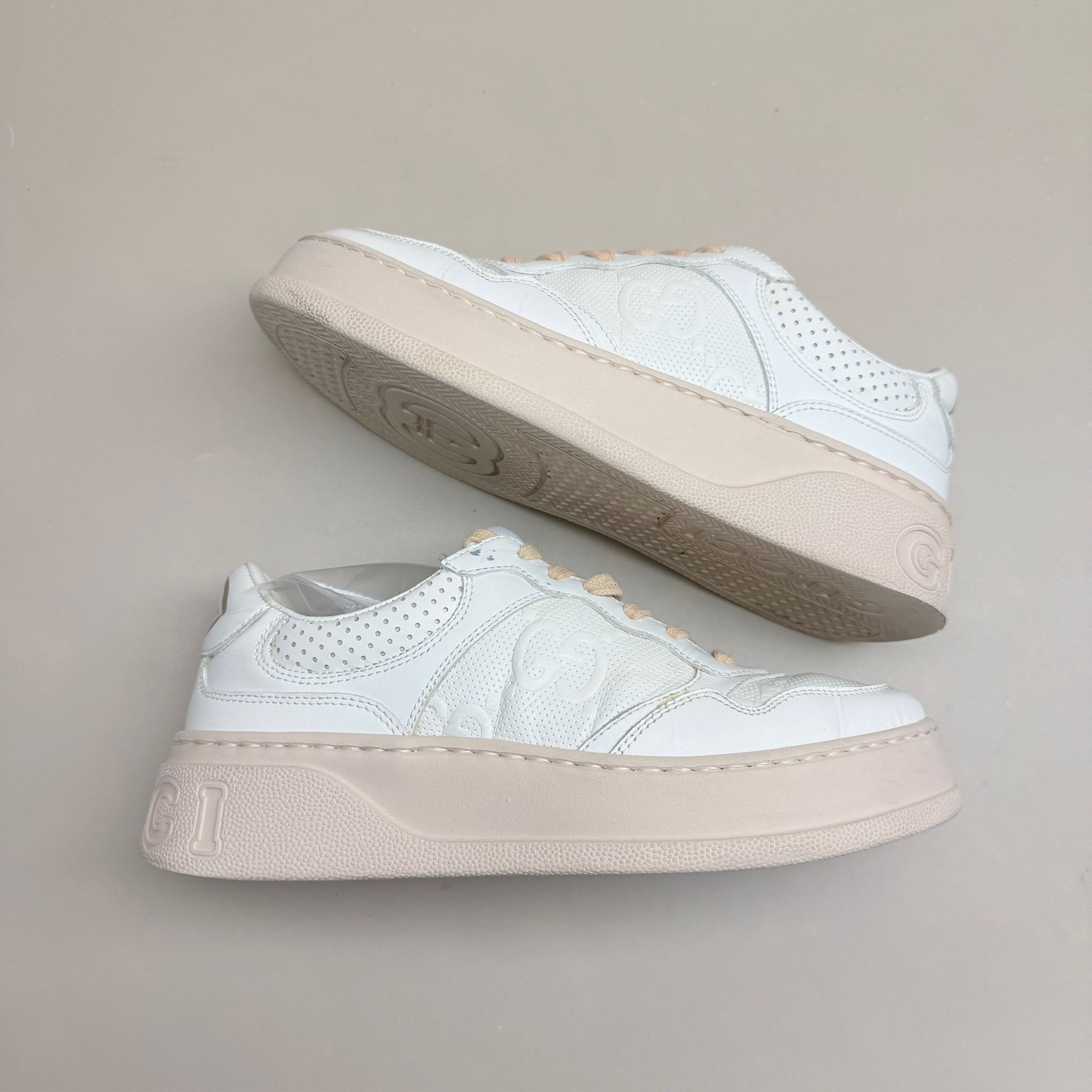 Gucci Gucci White Pink Double G Print Biscuit Shoes Size US 5 / IT 35 - 4 Thumbnail