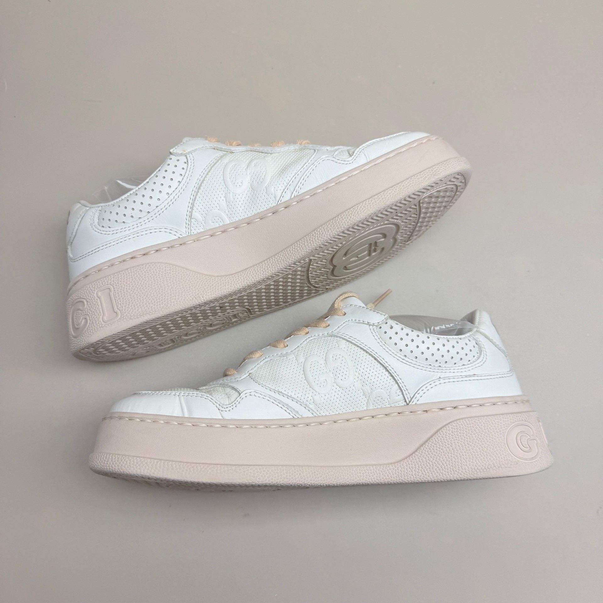Gucci Gucci White Pink Double G Print Biscuit Shoes Size US 5 / IT 35 - 5 Thumbnail