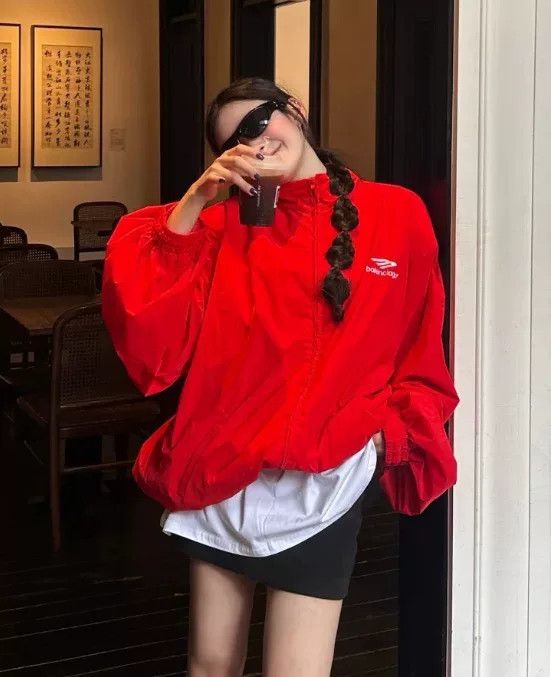 Balenciaga Balenciaga Red Double Hook Windbreaker Size XS / US 0-2 / IT 36-38 - 5 Thumbnail