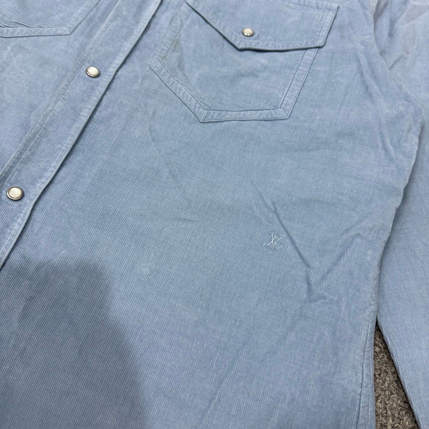 Louis Vuitton Louis Vuitton Blue Double Pocket Logo Shirt Size US XXL / EU 58 / 5 - 3 Thumbnail