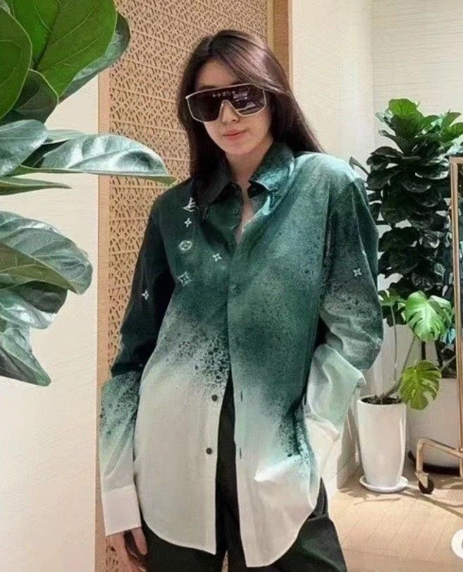 Louis Vuitton LV Green Splatter Tie-Dye Shirt Coat Size US L / EU 52-54 / 3 - 4 Thumbnail