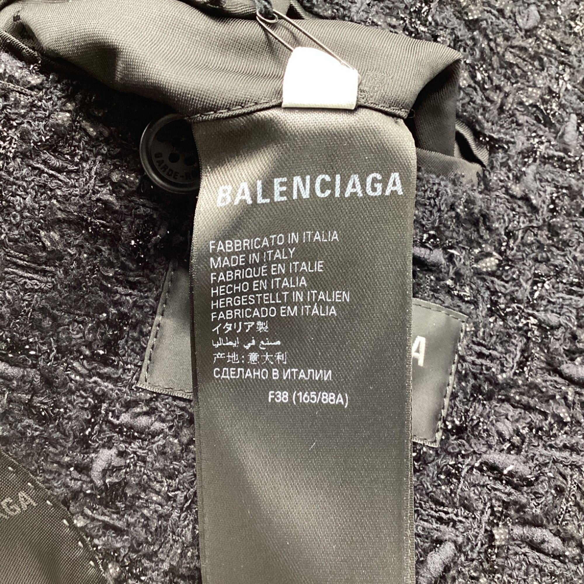 Balenciaga Balenciaga Hourglass Tweed Blazer in Black Cotton Size S / US 4 / IT 40 - 6 Thumbnail