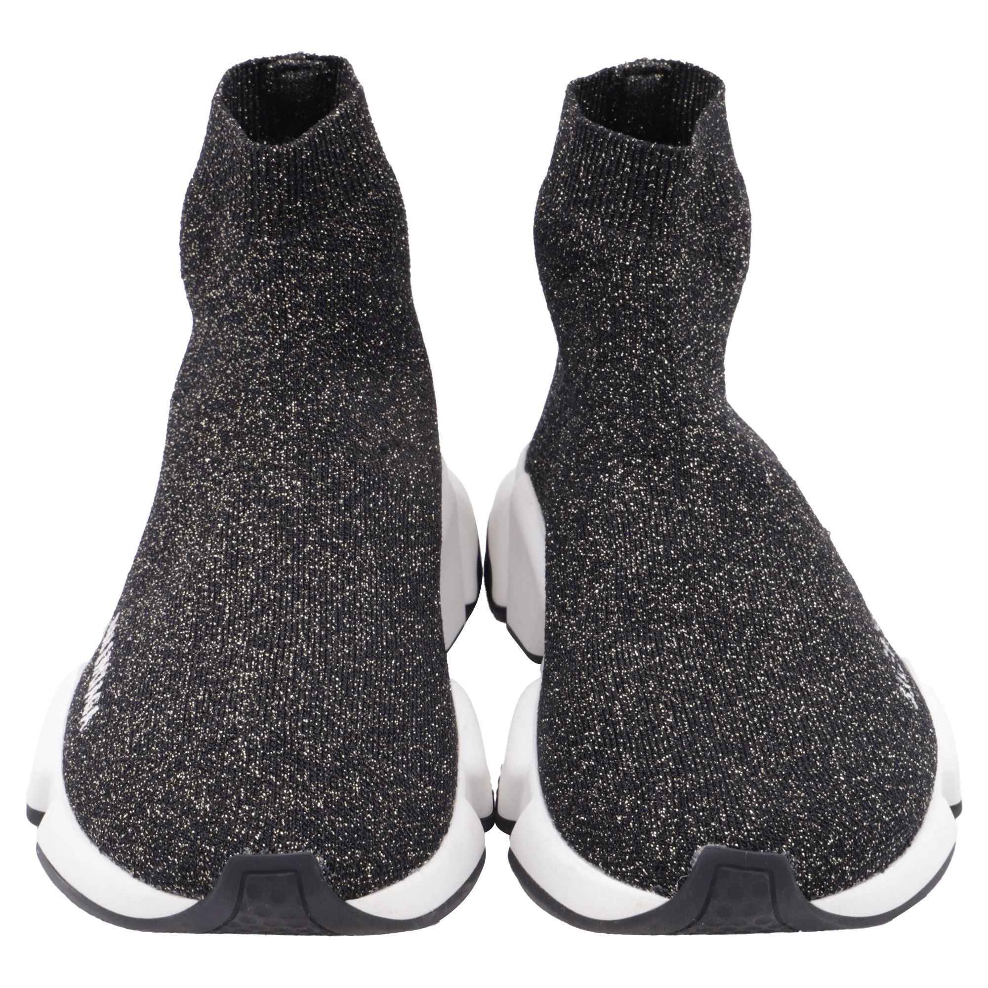 Balenciaga Balenciaga Speed Glittered Trainer Shoes in Black Polyester Size US 6 / IT 36 - 2 Thumbnail