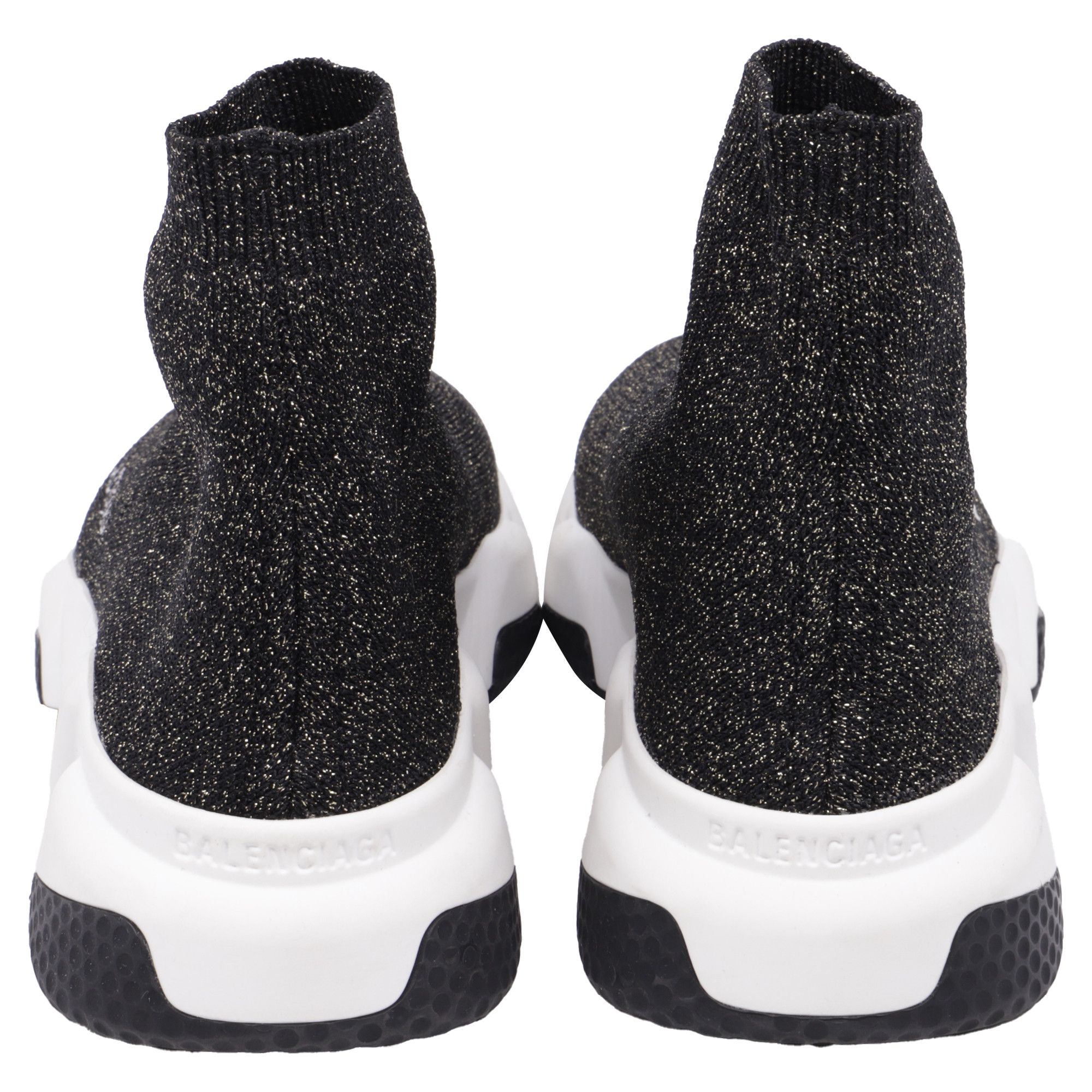 Balenciaga Balenciaga Speed Glittered Trainer Shoes in Black Polyester Size US 6 / IT 36 - 5 Thumbnail