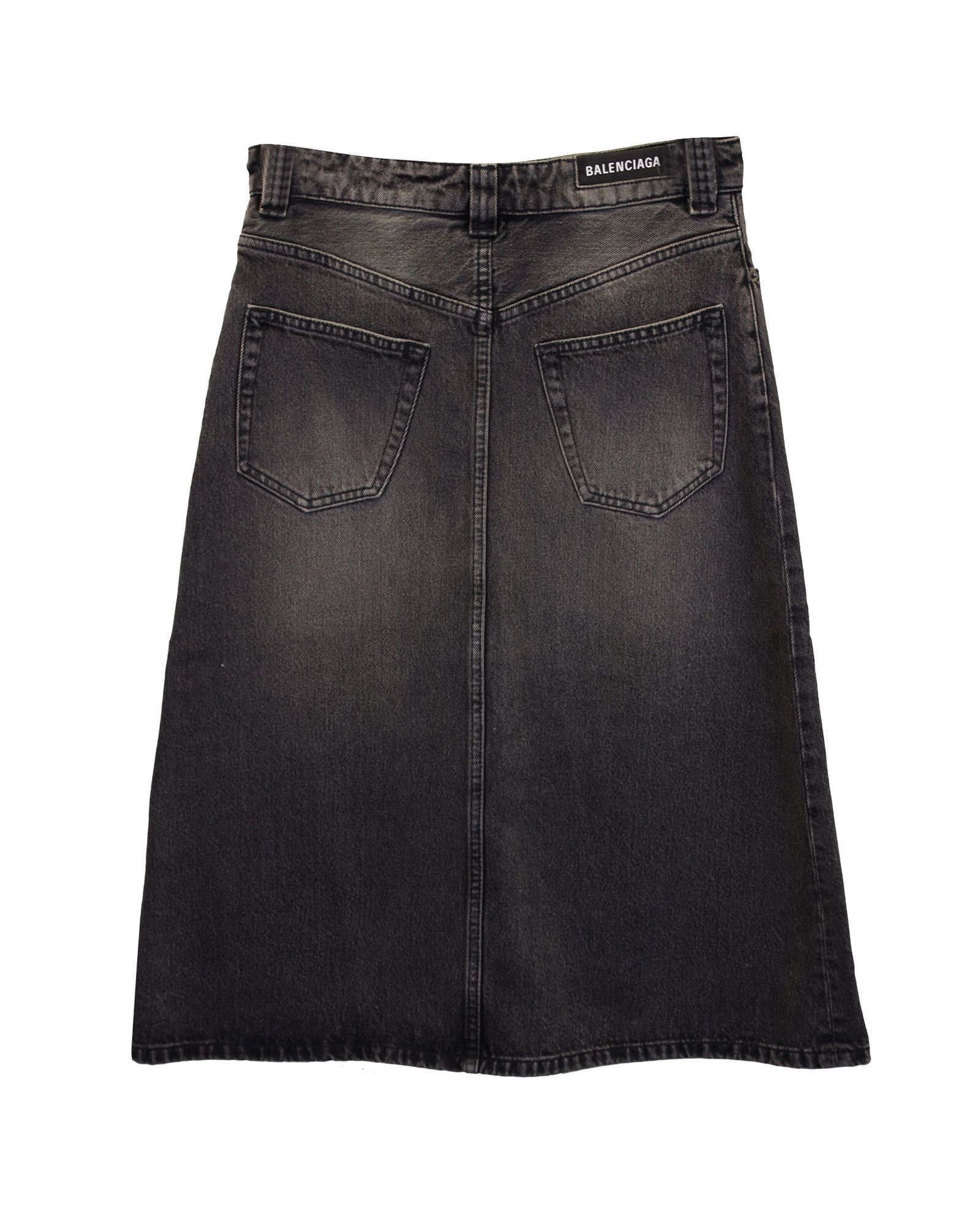 Balenciaga Balenciaga A-line Midi Denim Skirt in Dark Grey Cotton Size 26" / US 2 / IT 38 - 2 Thumbnail