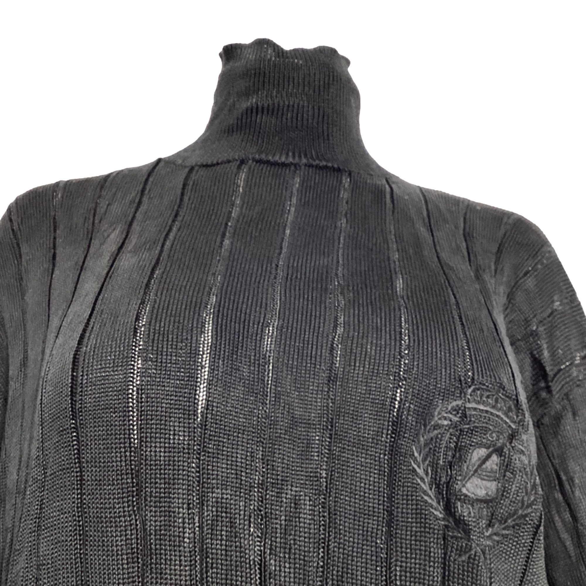 Balenciaga Balenciaga Turtleneck Rib Knit Sweater in Black Silk Size XS / US 0-2 / IT 36-38 - 3 Thumbnail
