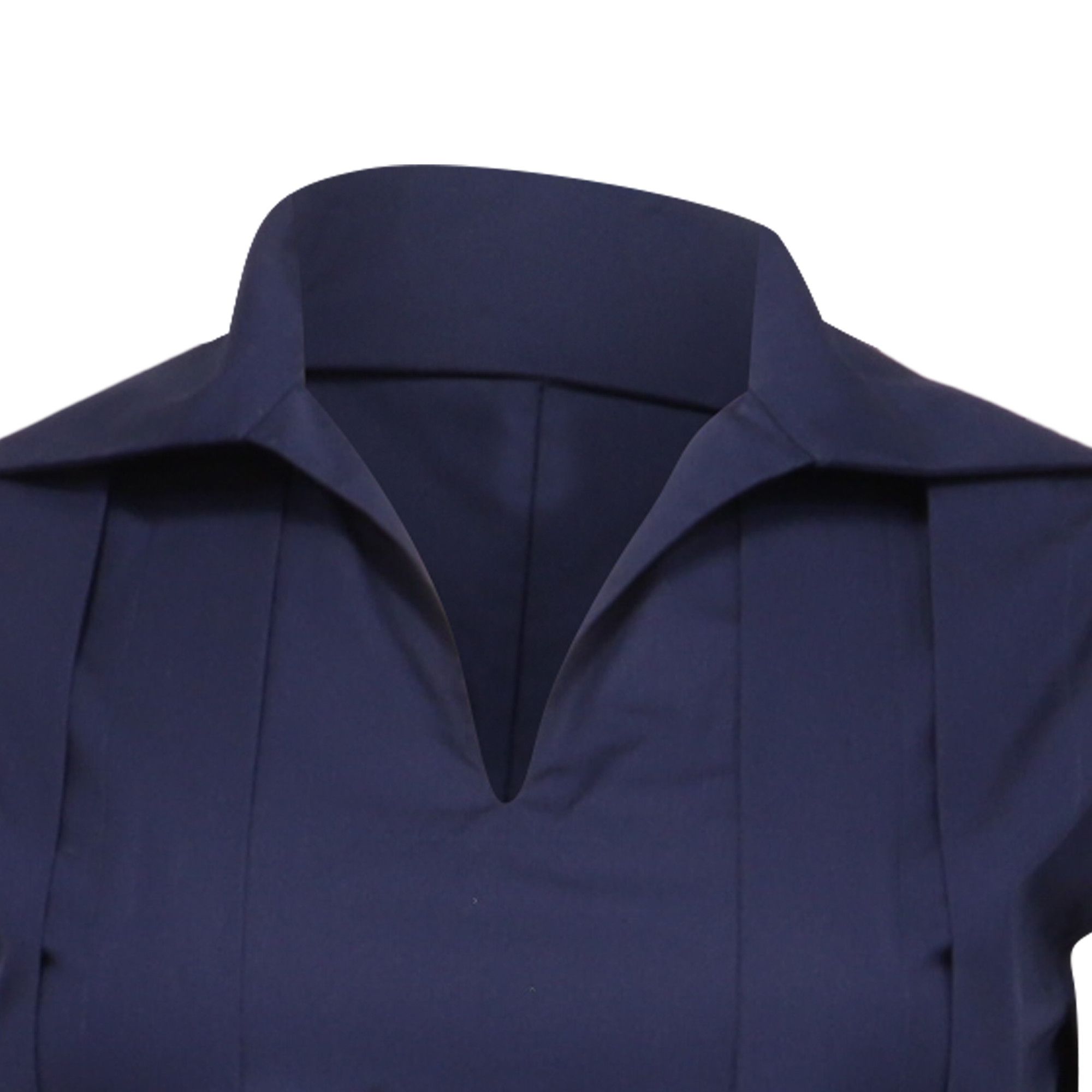 Marni Marni Open-Collar Pleated Midi Dress in Navy Blue Cotton Size XS / US 0-2 / IT 36-38 - 2 Thumbnail