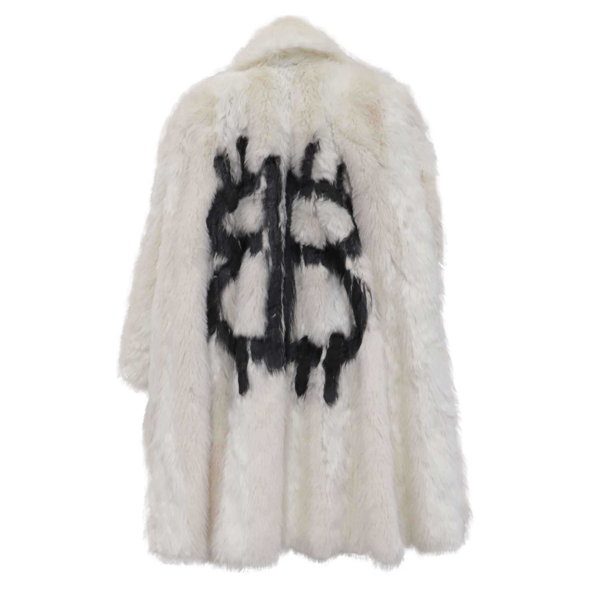 Balenciaga Balenciaga Graffiti Logo Faux Fur A-Line Coat in White Acryl Size XS / US 0-2 / IT 36-38 - 4 Thumbnail