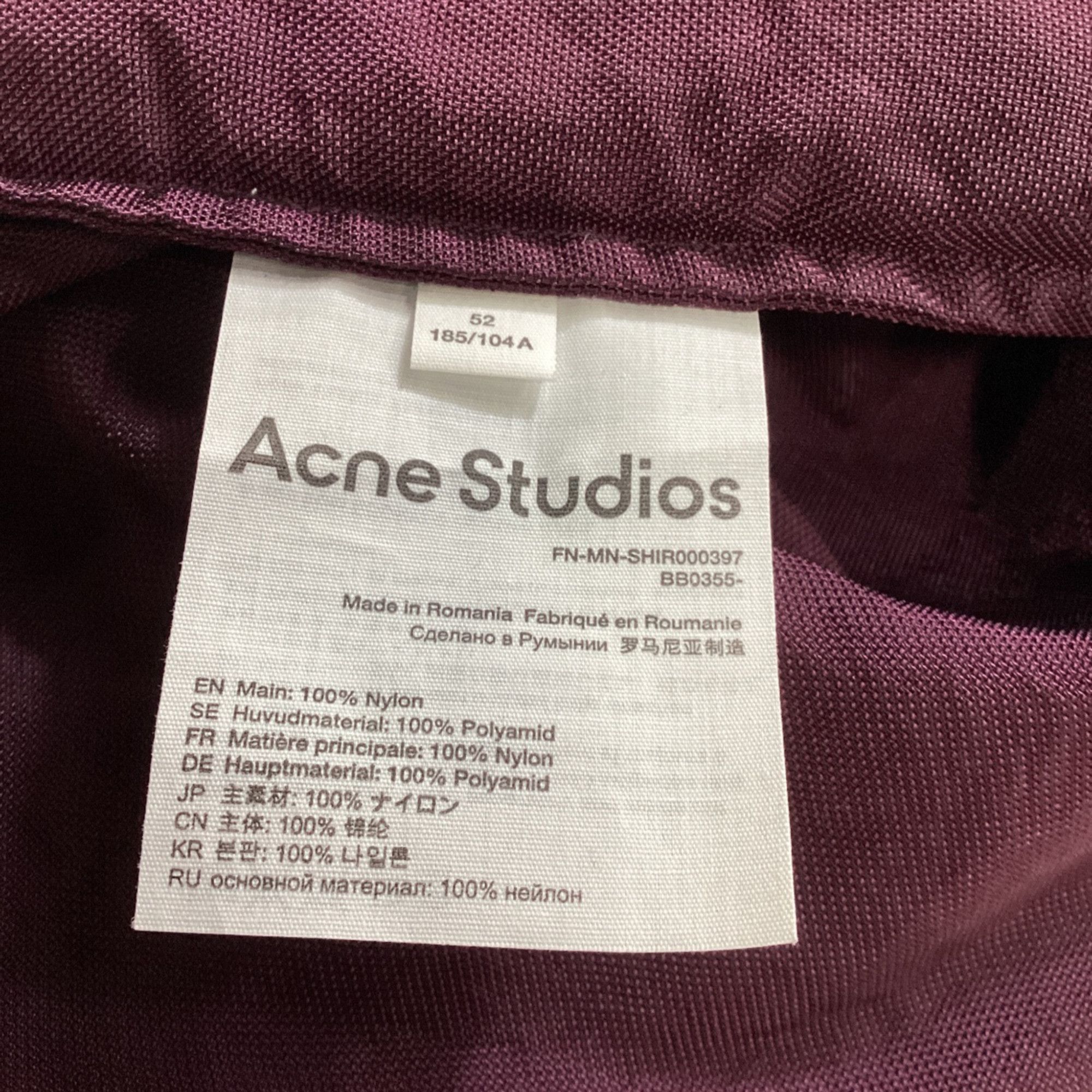 Acne Studios Acne Studios Buttoned Long Sleeve Shirt in Burgundy Nylon Size US XL / EU 56 / 4 - 5 Thumbnail