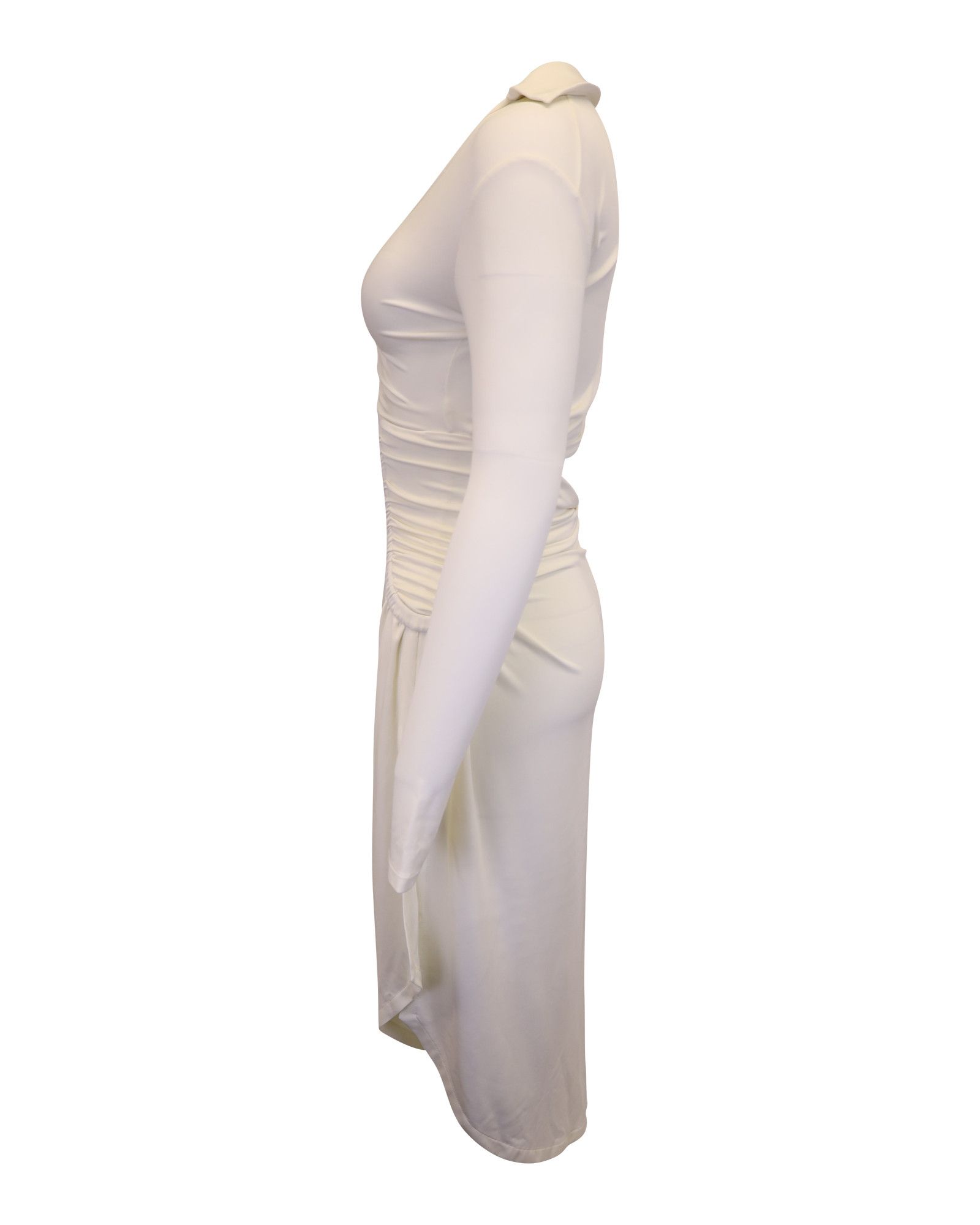 Off-White Off-White Asymmetric Cutout Ruched Stretch Dress in Cream Vi Size XS / US 0-2 / IT 36-38 - 3 Thumbnail