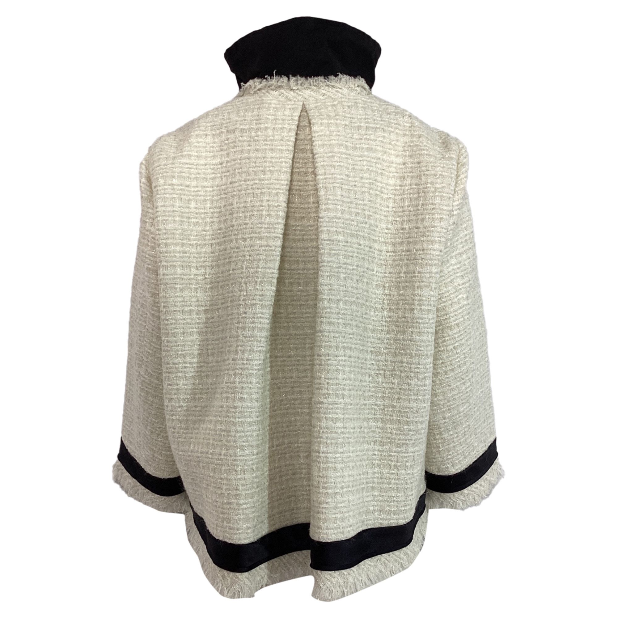 Sacai Sacai Double-Zipped Tweed Jacket in White Wool Size XS / US 0-2 / IT 36-38 - 3 Thumbnail