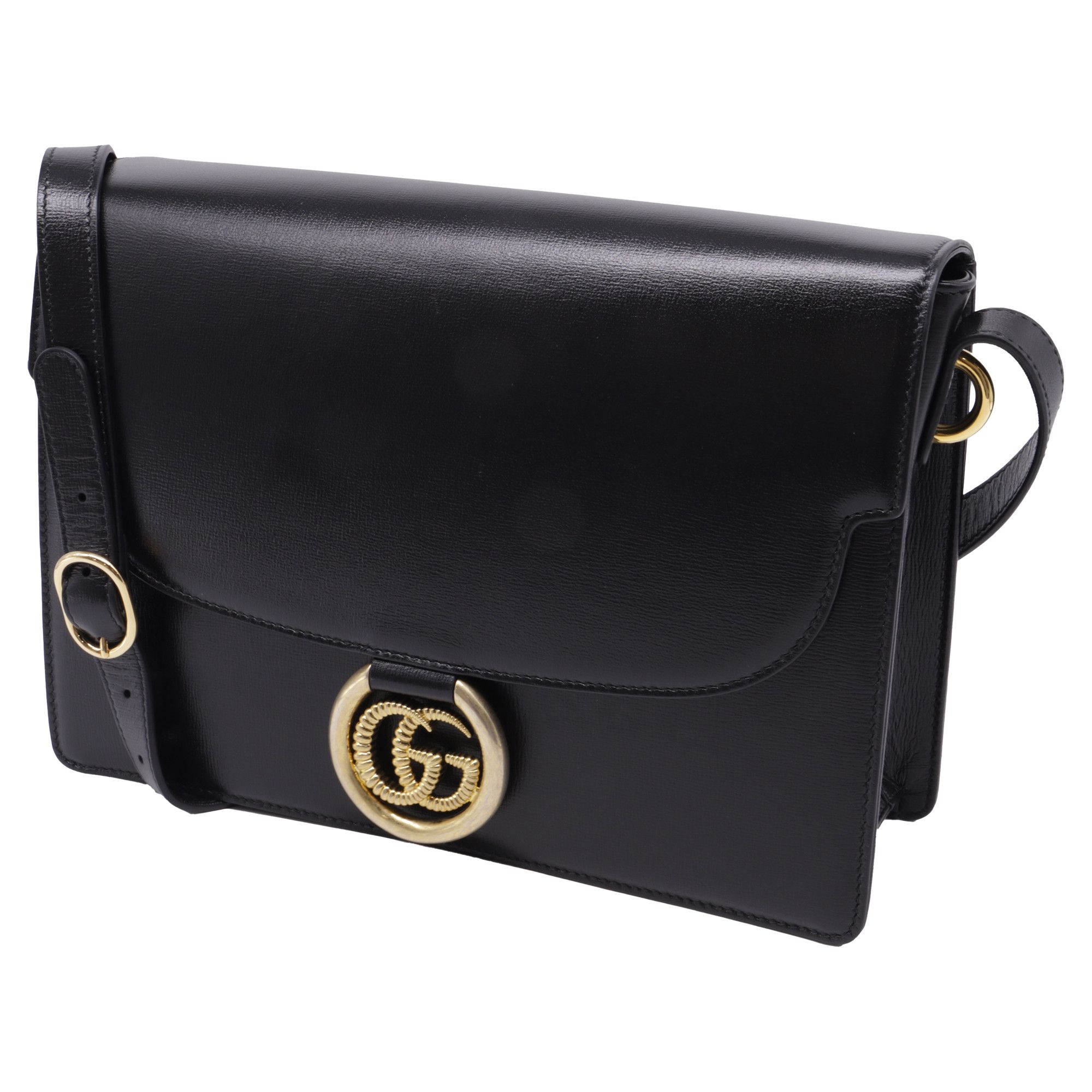 Gucci Gucci Medium GG Ring Shoulder Bag in Black Leather Size ONE SIZE - 2 Thumbnail