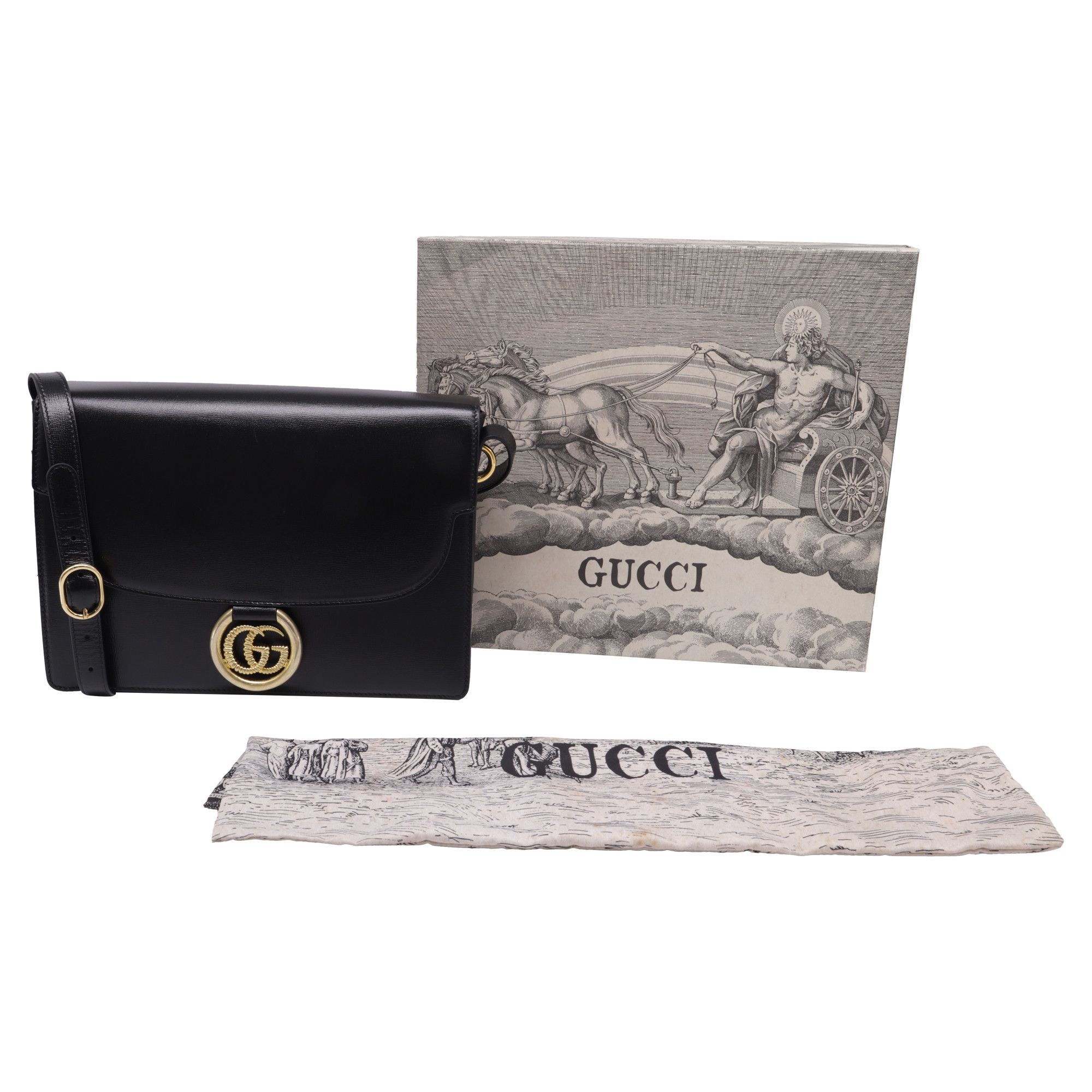 Gucci Gucci Medium GG Ring Shoulder Bag in Black Leather Size ONE SIZE - 6 Thumbnail