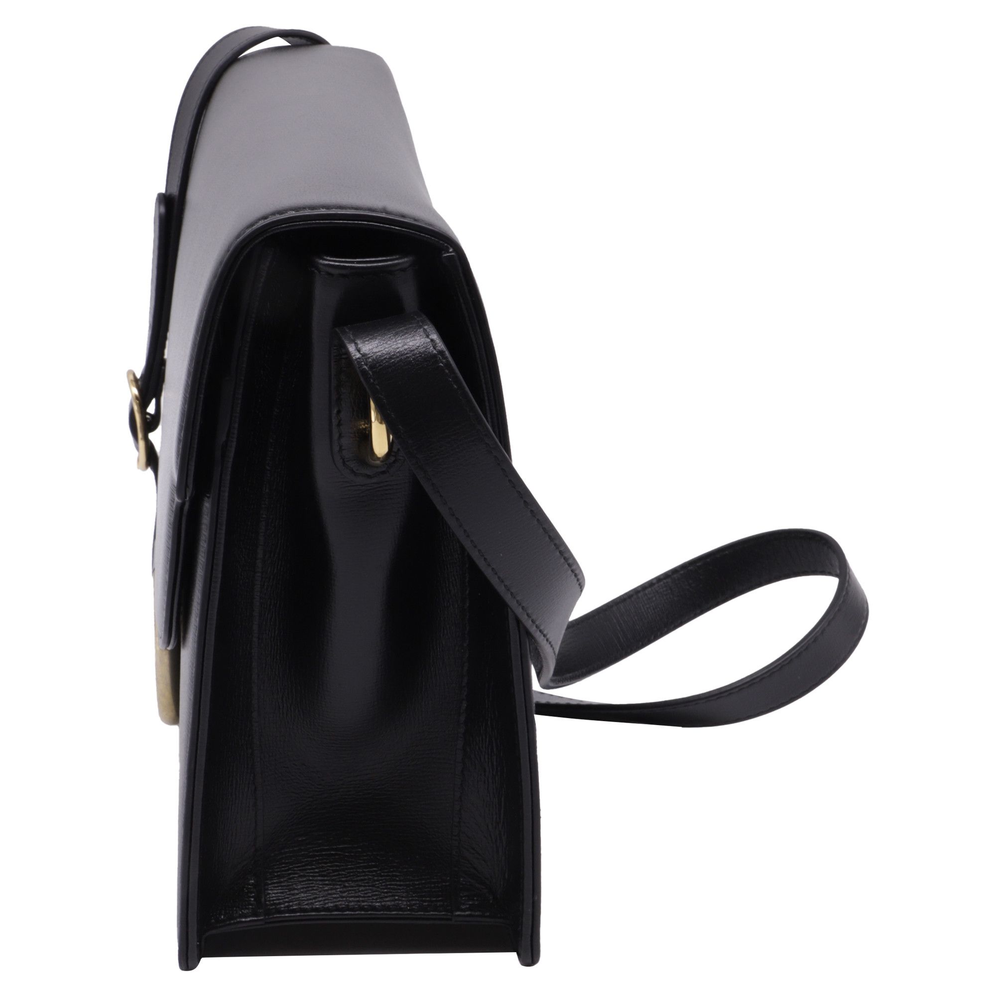 Gucci Gucci Medium GG Ring Shoulder Bag in Black Leather Size ONE SIZE - 3 Thumbnail