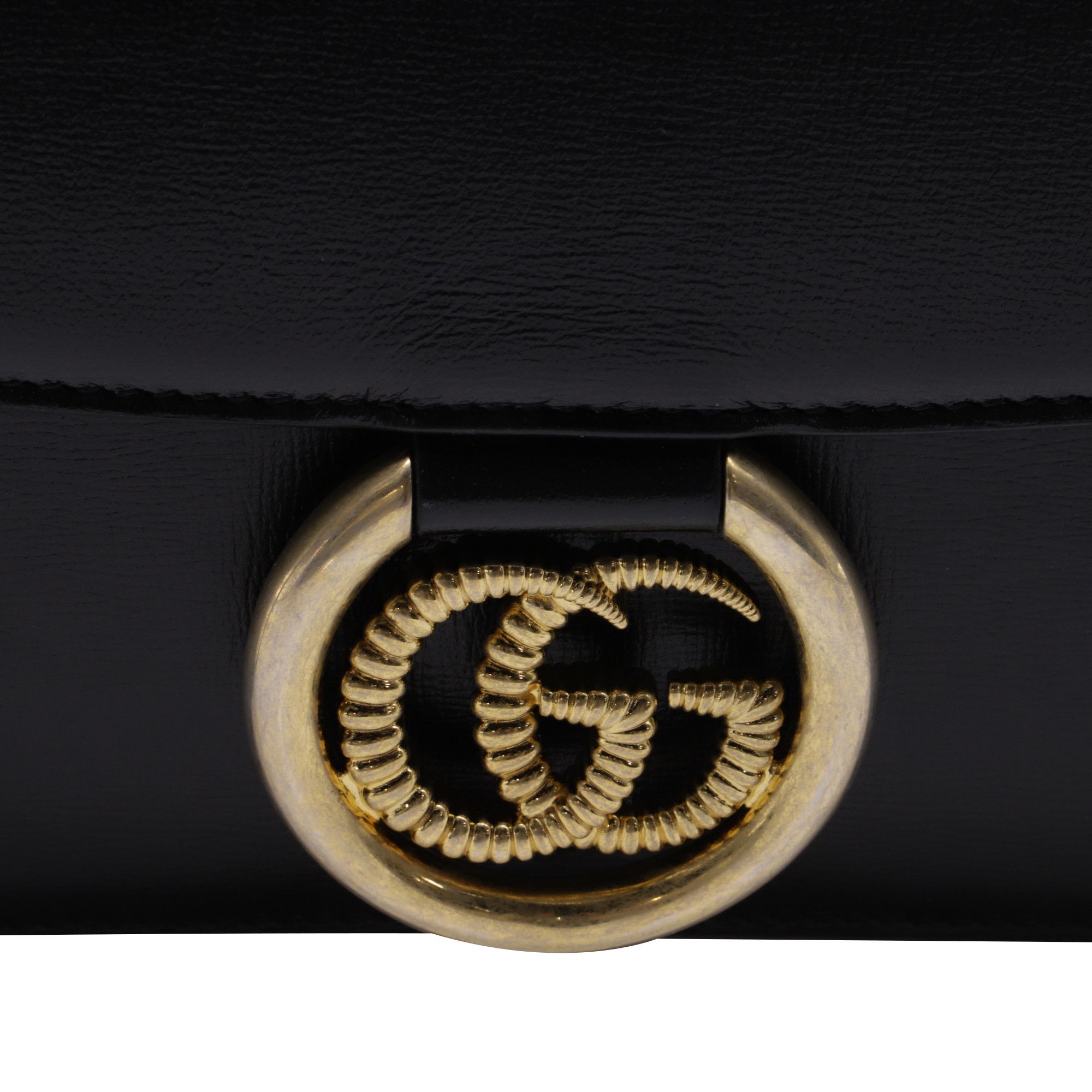 Gucci Gucci Medium GG Ring Shoulder Bag in Black Leather Size ONE SIZE - 7 Thumbnail