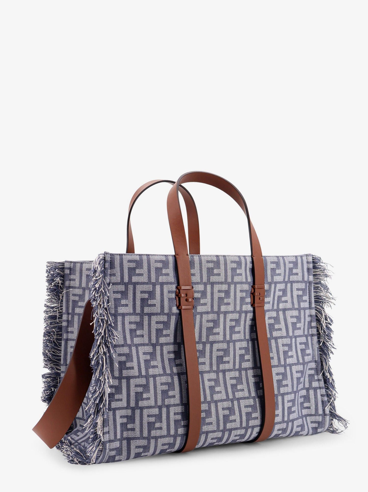Fendi Summer Tote Ff Jacquard Fabric Shoulder Bag With Fringes Size ONE SIZE - 4 Thumbnail