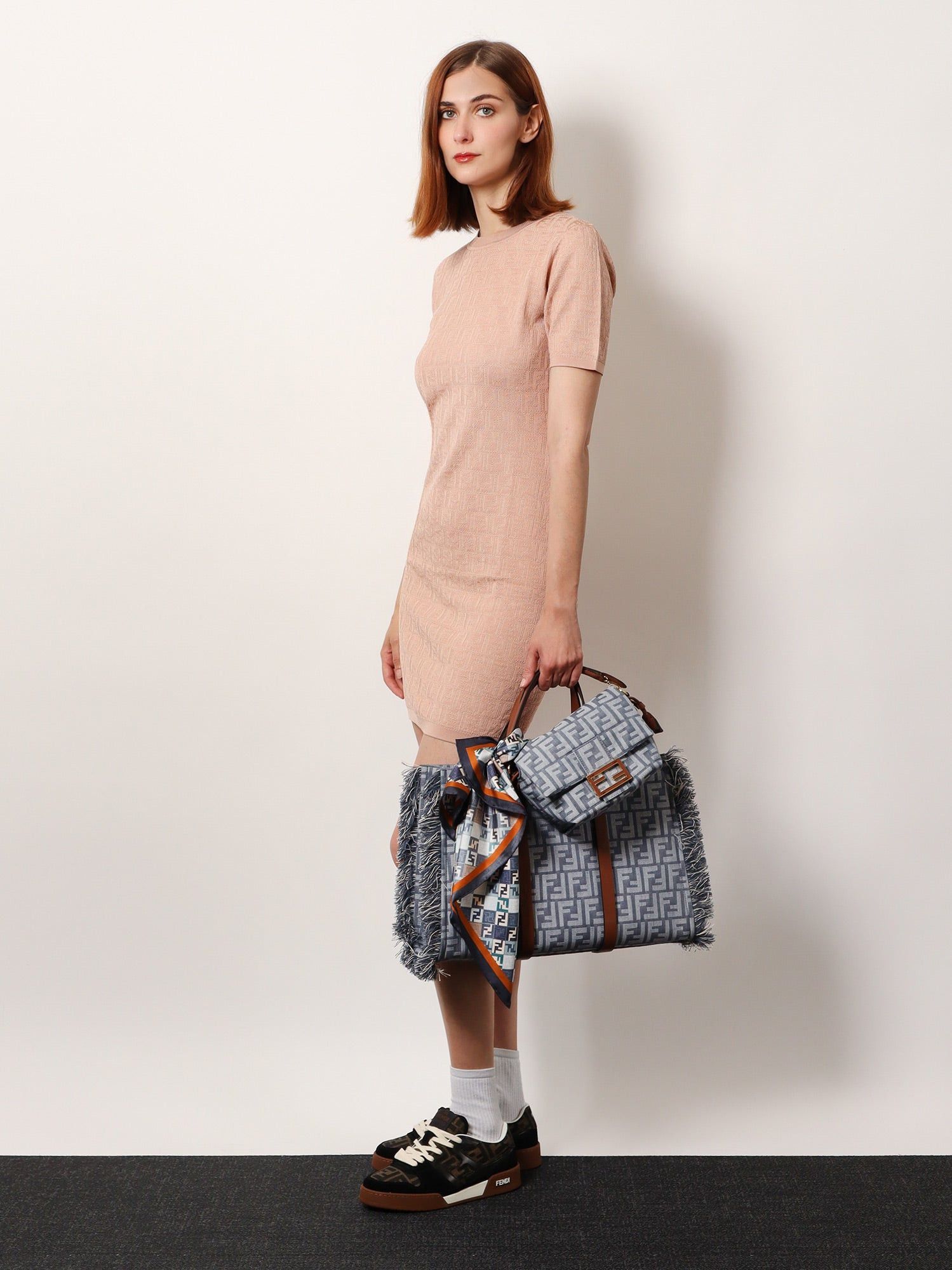 Fendi Summer Tote Ff Jacquard Fabric Shoulder Bag With Fringes Size ONE SIZE - 5 Thumbnail