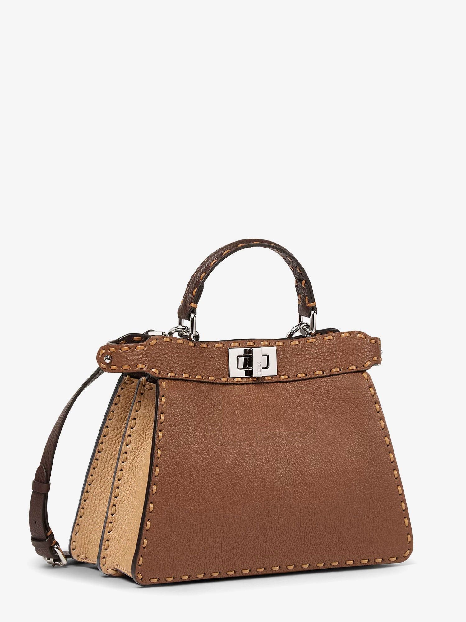 Fendi Peekaboo Iseeu Small Leather Shoulder Bag With Selleria Macro Stitching Size ONE SIZE - 3 Thumbnail