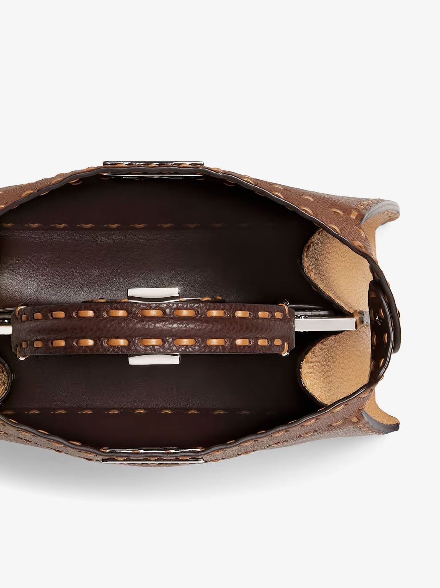 Fendi Peekaboo Iseeu Small Leather Shoulder Bag With Selleria Macro Stitching Size ONE SIZE - 4 Thumbnail