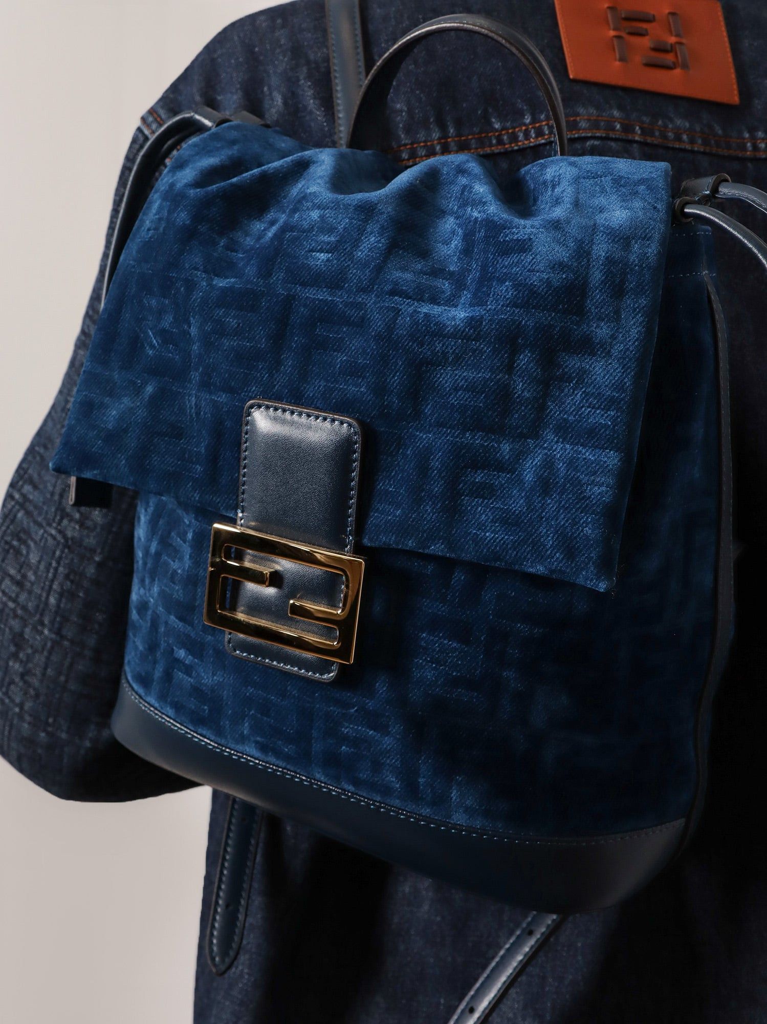 Fendi Denim Backpack With Flocked Ff Detail Size ONE SIZE - 5 Thumbnail