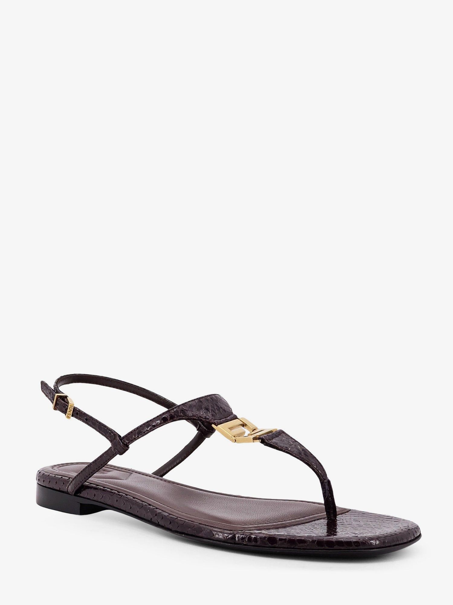 Fendi Fold Leather Sandals With Reptile Effect Size US 8 / IT 38 - 2 Thumbnail
