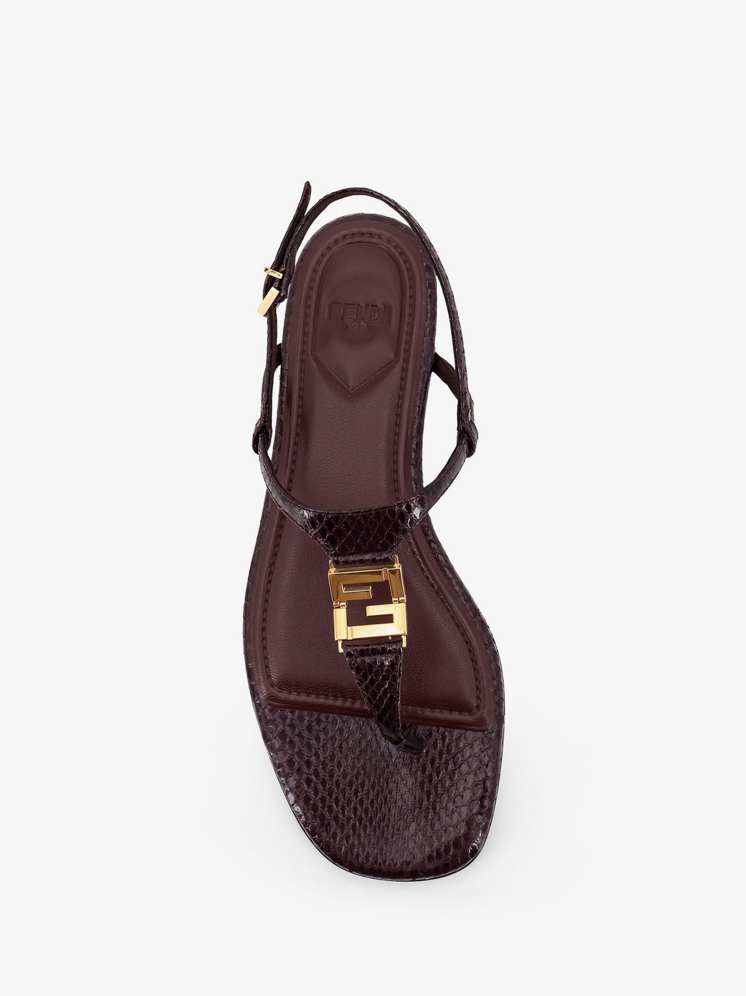 Fendi Fold Leather Sandals With Reptile Effect Size US 8.5 / IT 38.5 - 4 Thumbnail