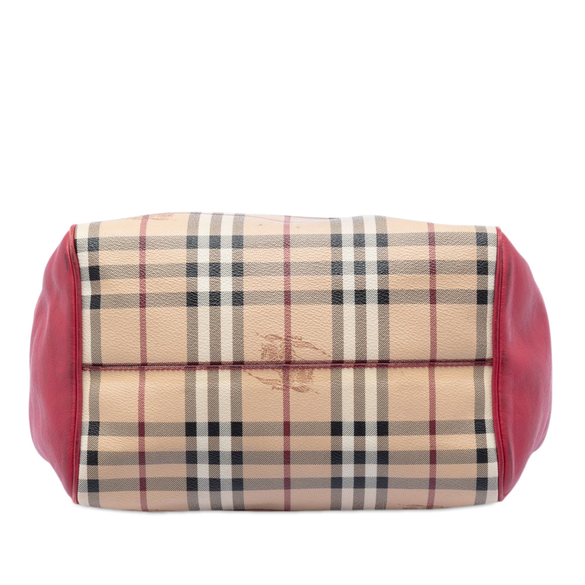 Burberry Small Leather Trimmed Haymarket Check Coated Canvas Canterbury Tote Size ONE SIZE - 3 Thumbnail