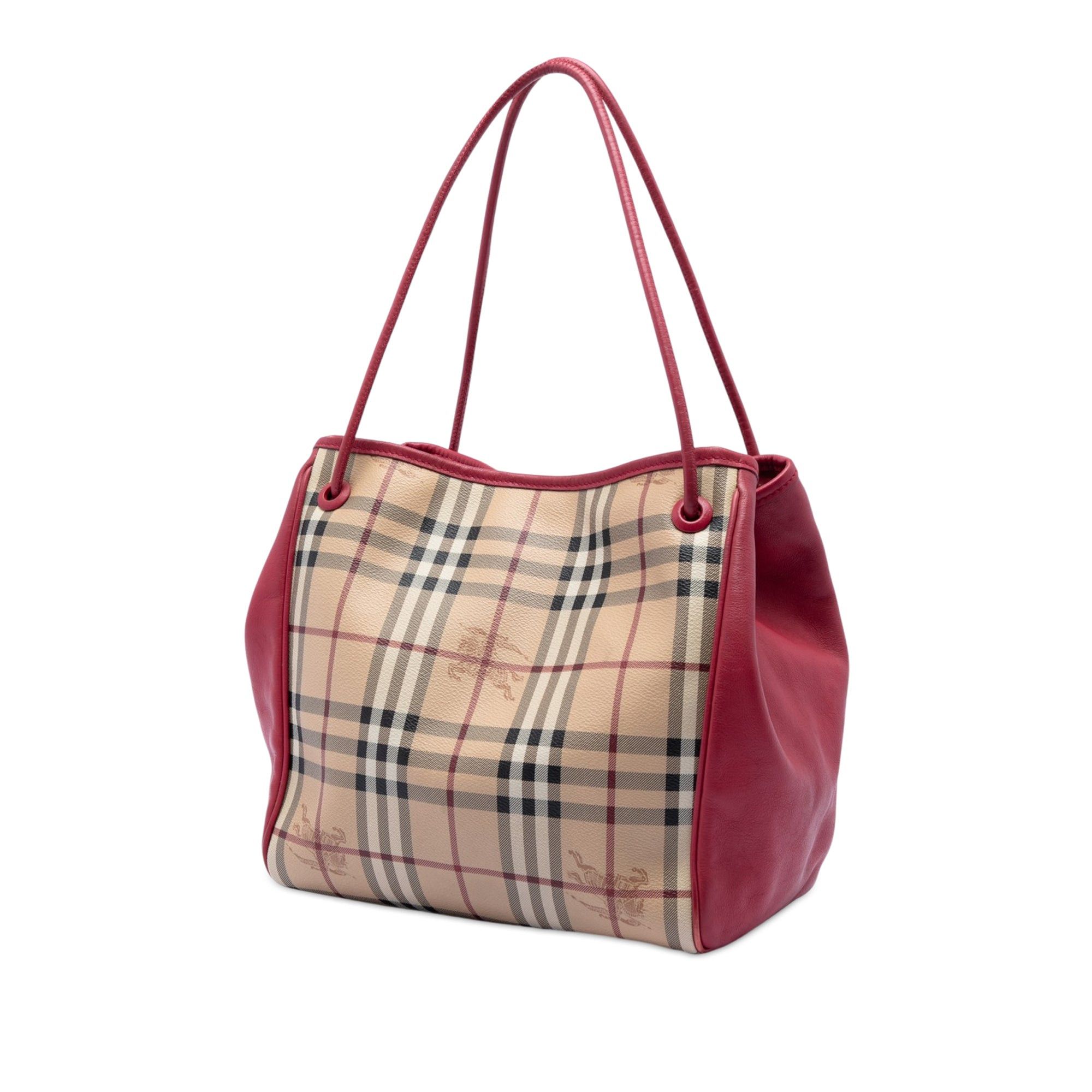 Burberry Small Leather Trimmed Haymarket Check Coated Canvas Canterbury Tote Size ONE SIZE - 2 Thumbnail