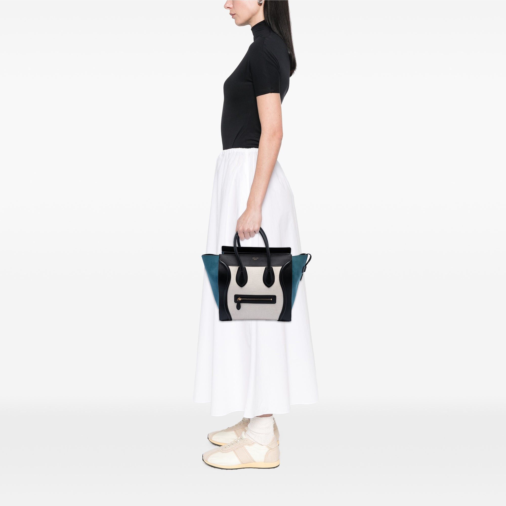 Celine Mini Tricolor Canvas and Leather Luggage Tote Size ONE SIZE - 7 Thumbnail