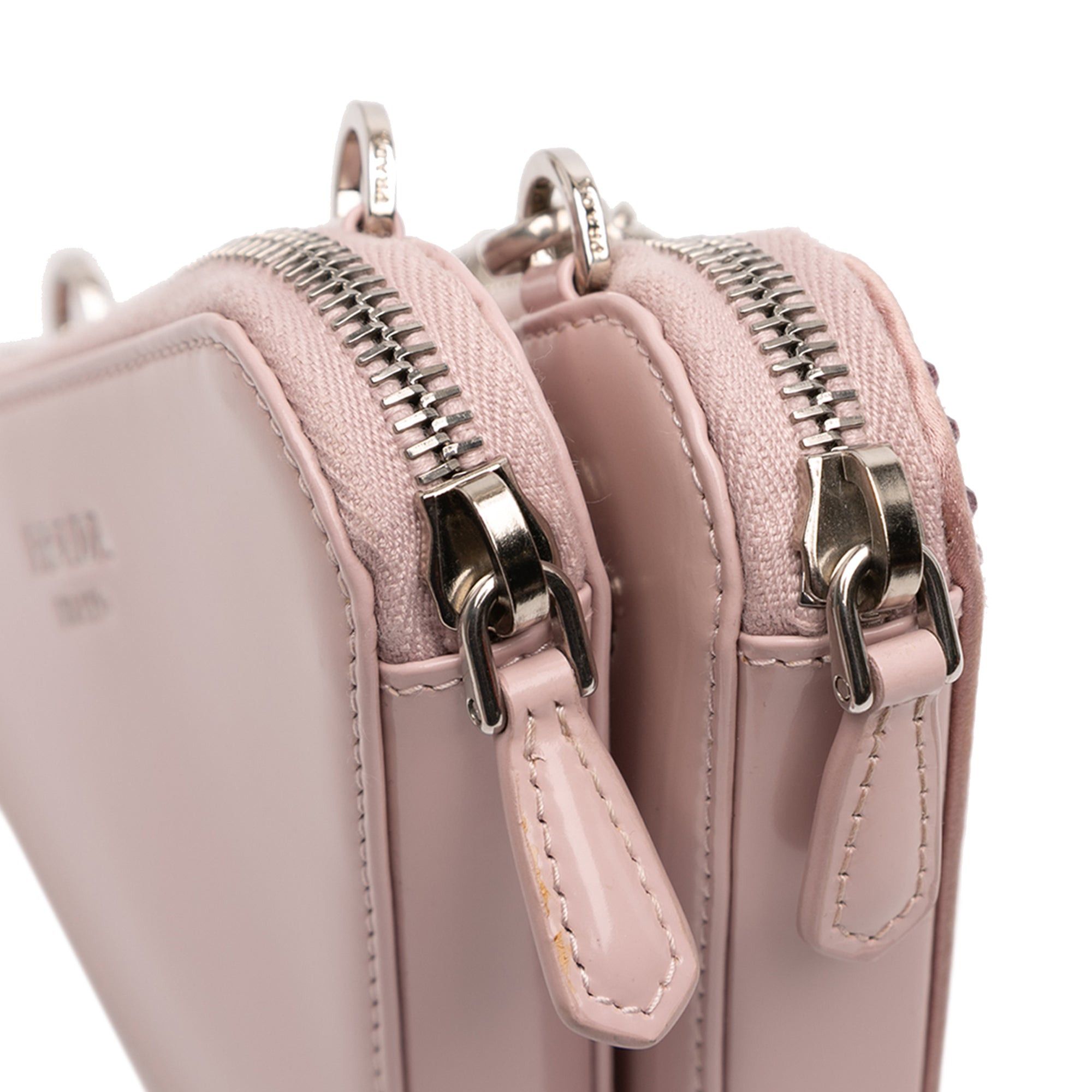 Prada Mini Crystal Embellished Satin and Leather Triangle Pouch Size ONE SIZE - 9 Thumbnail