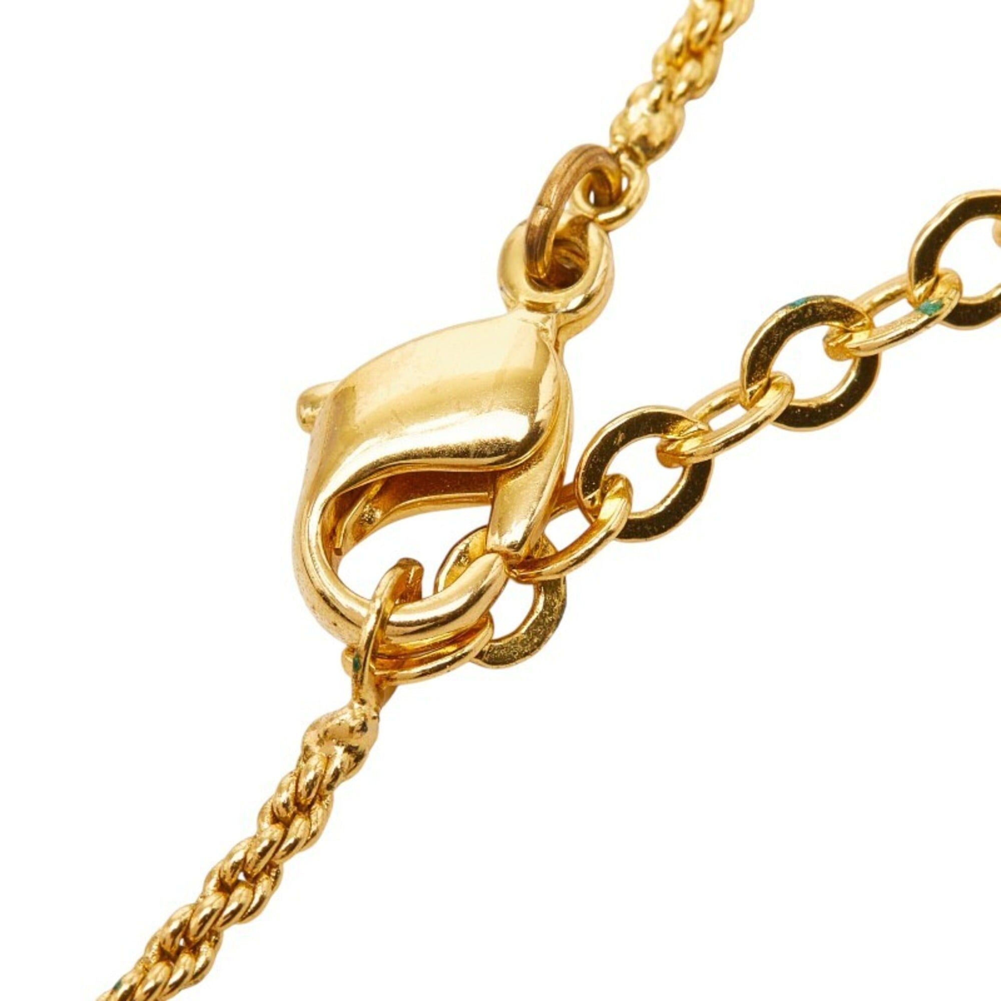 Dior Christian Dior Dior Large Chain Pendant Necklace with Gold Rhinestones, Plated, for Women Size ONE SIZE - 6 Thumbnail