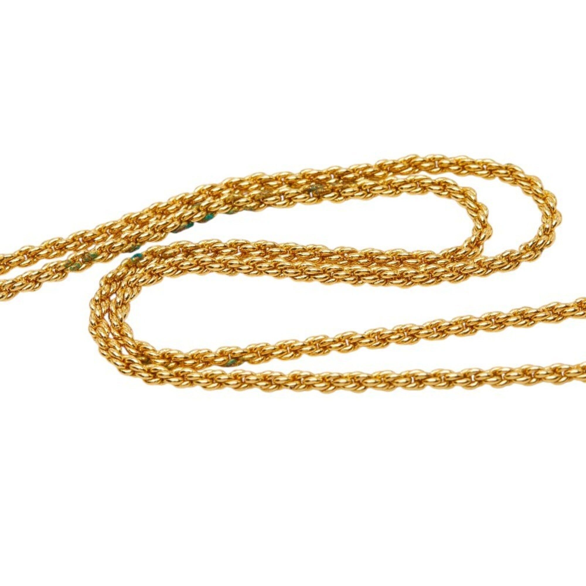 Dior Christian Dior Dior Large Chain Pendant Necklace with Gold Rhinestones, Plated, for Women Size ONE SIZE - 5 Thumbnail