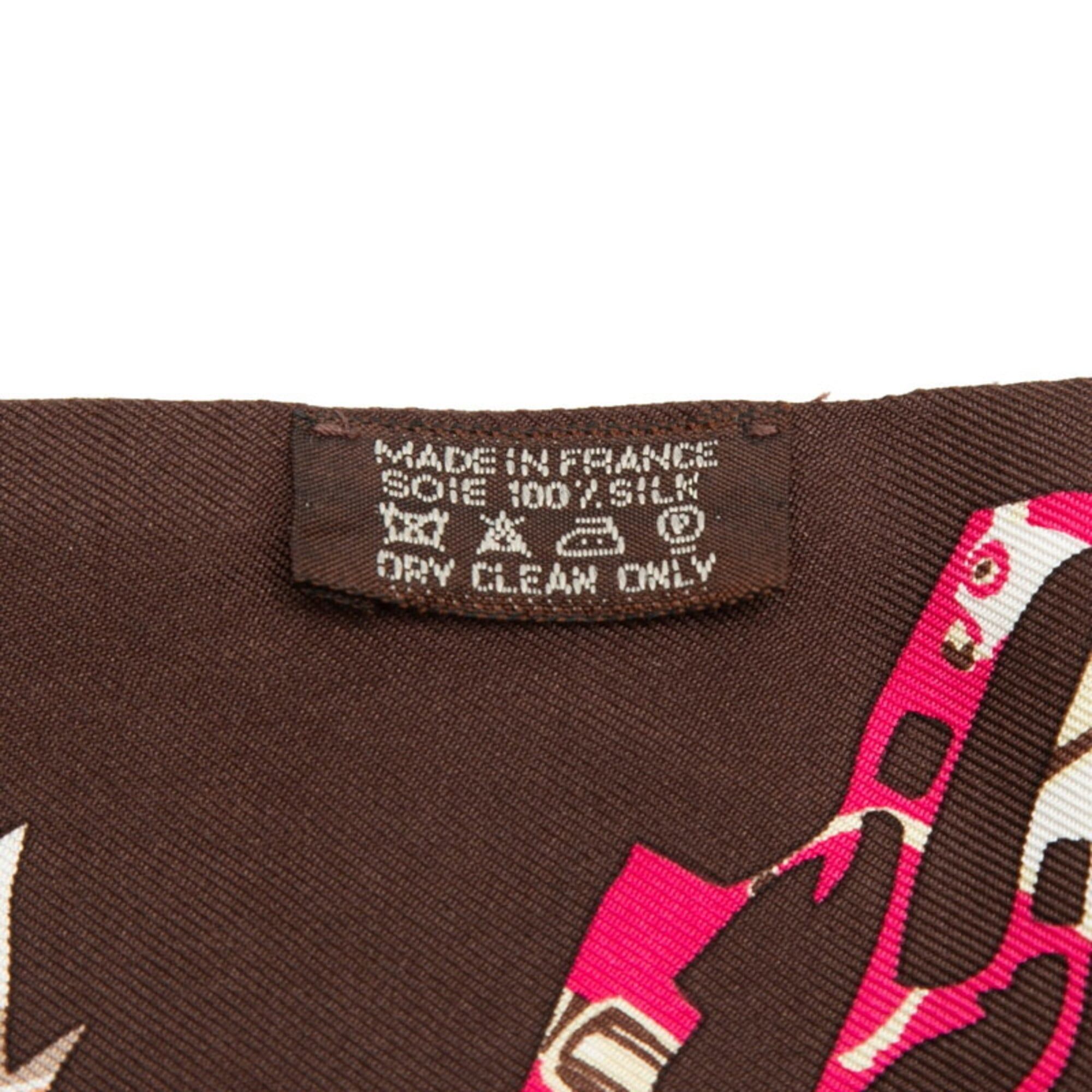 Hermes Hermes Twilly TOUT EN CARRE (Everything in the Carre) Scarf Muffler Brown Multicolor Silk Women's HERMES Size ONE SIZE - 4 Thumbnail