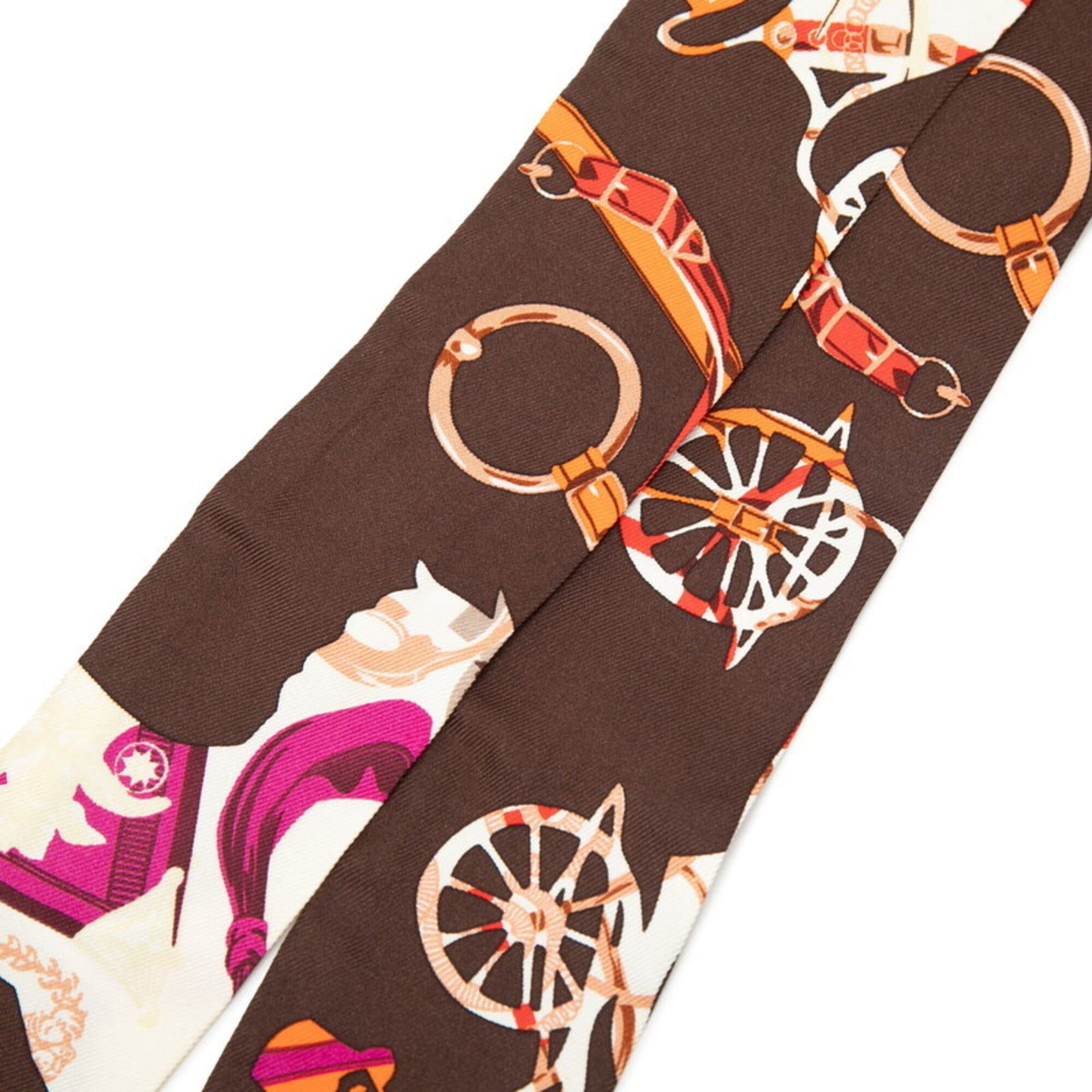 Hermes Hermes Twilly TOUT EN CARRE (Everything in the Carre) Scarf Muffler Brown Multicolor Silk Women's HERMES Size ONE SIZE - 2 Thumbnail