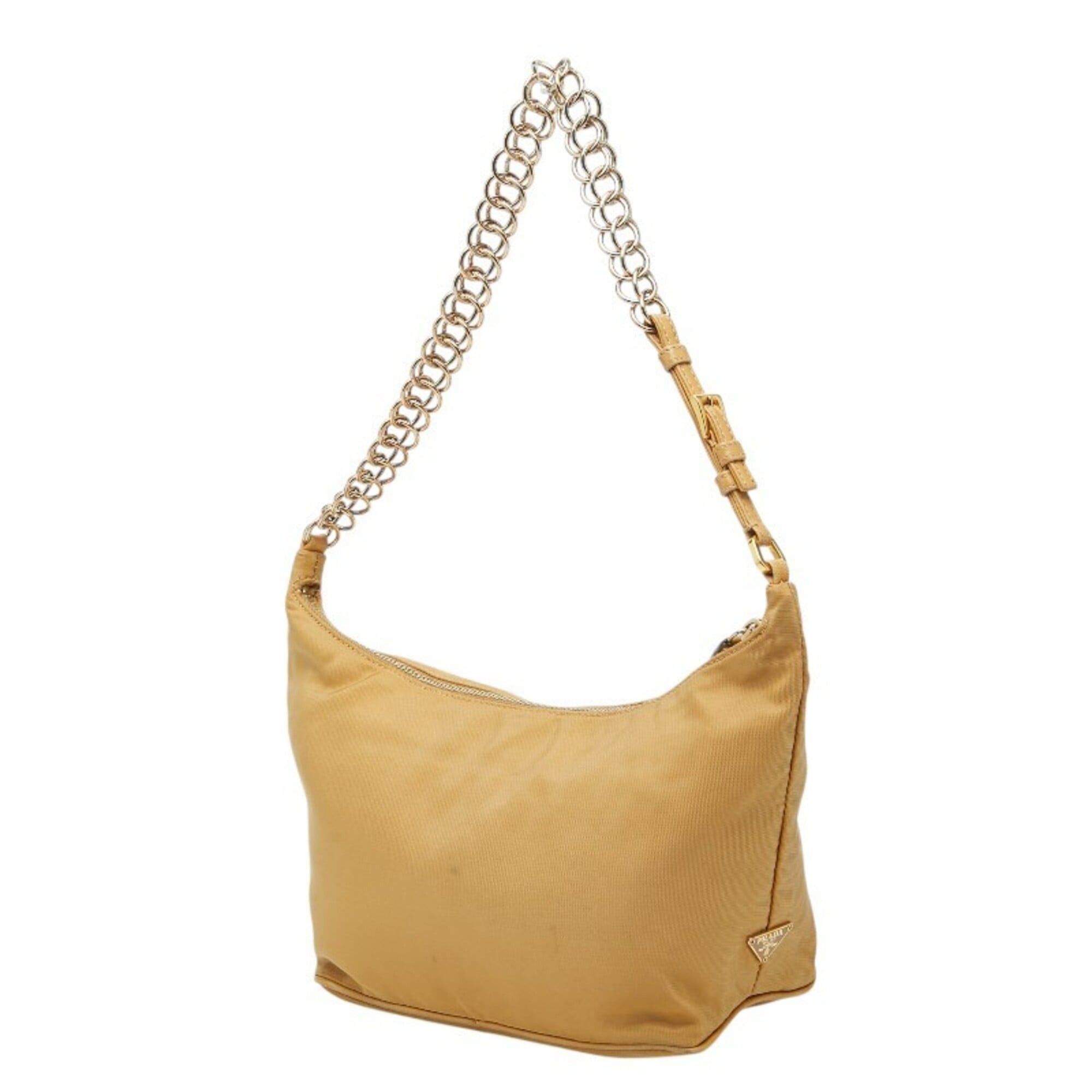 Prada Prada Logo Chain One-Shoulder Bag, Beige Nylon Leather, Women's PRADA Size ONE SIZE - 2 Thumbnail