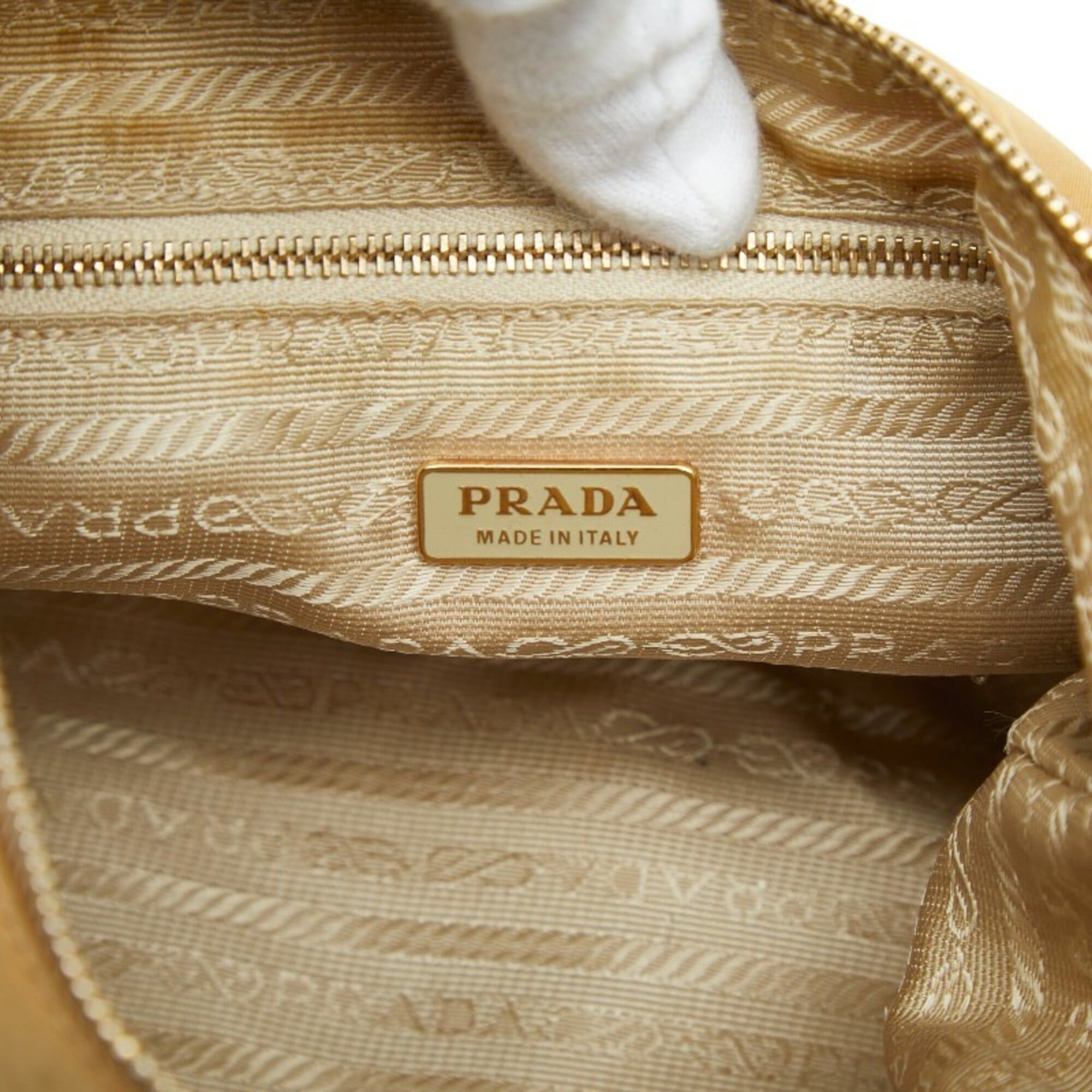 Prada Prada Logo Chain One-Shoulder Bag, Beige Nylon Leather, Women's PRADA Size ONE SIZE - 7 Thumbnail