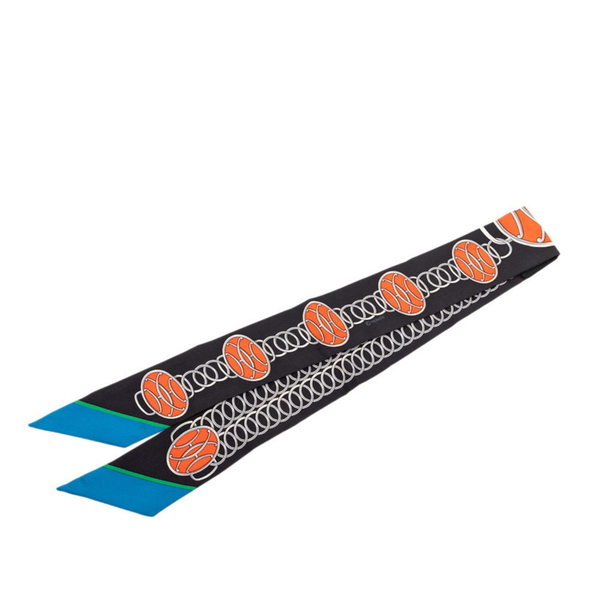Hermes Hermes Twilly Lift Profile Scarf/Muffler, Black/Multicolor Silk, Women's Size ONE SIZE - 2 Thumbnail