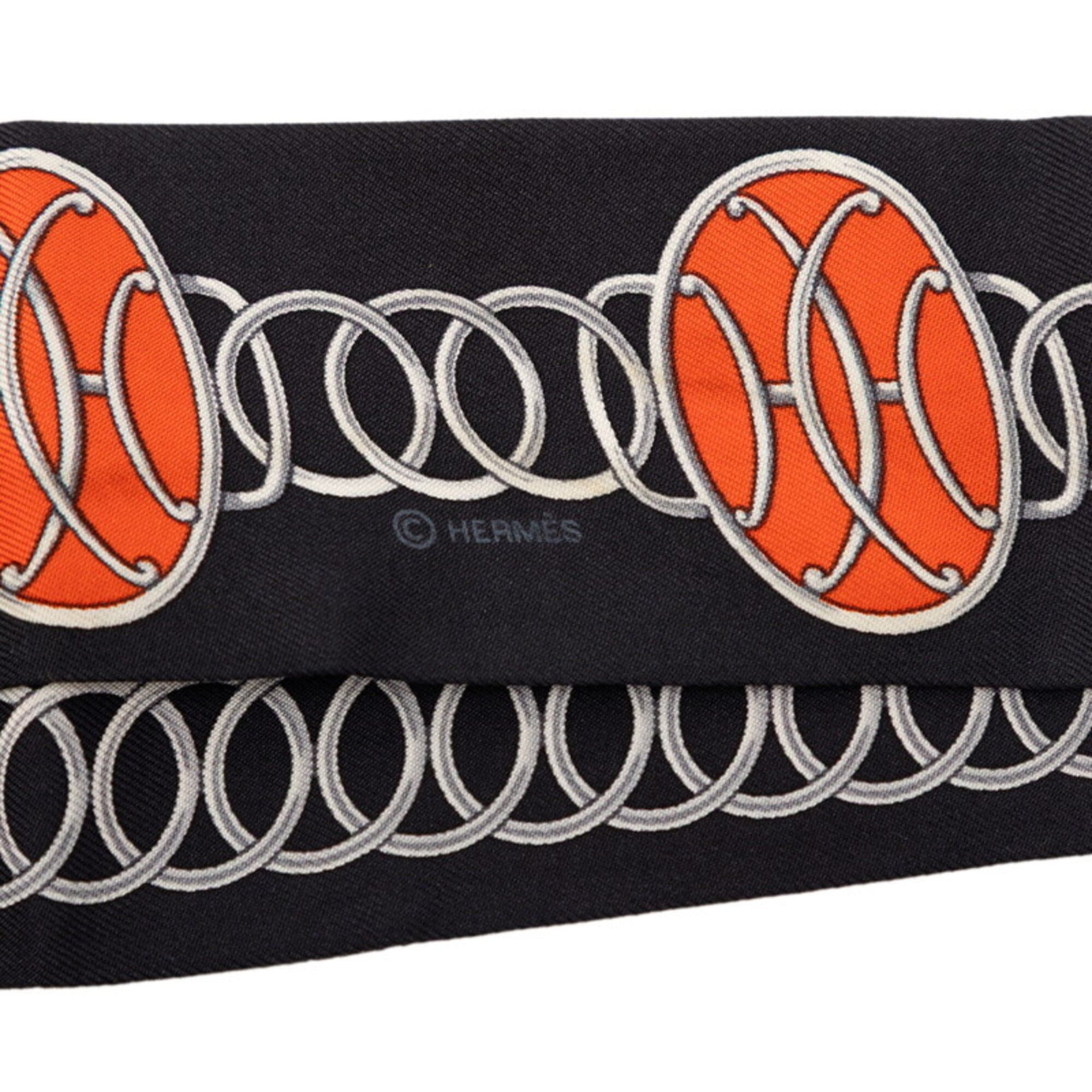 Hermes Hermes Twilly Lift Profile Scarf/Muffler, Black/Multicolor Silk, Women's Size ONE SIZE - 3 Thumbnail
