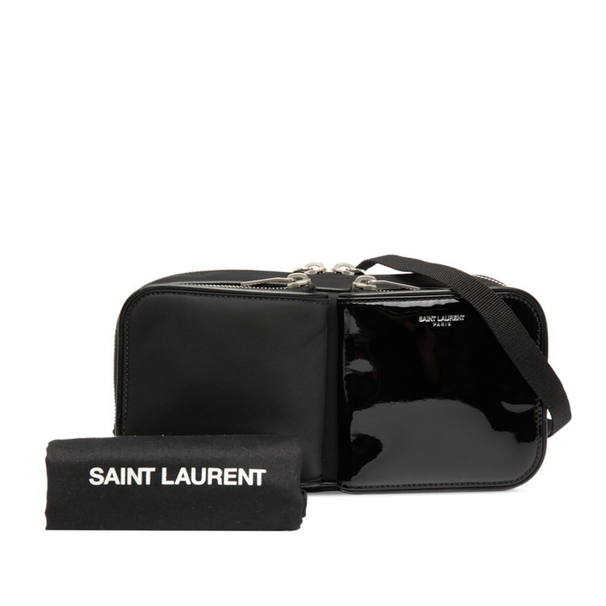 Saint Laurent Paris Saint Laurent Logo Shoulder Bag 712569 Black Nylon Patent Leather Women's SAINT LAURENT Size ONE SIZE - 7 Thumbnail