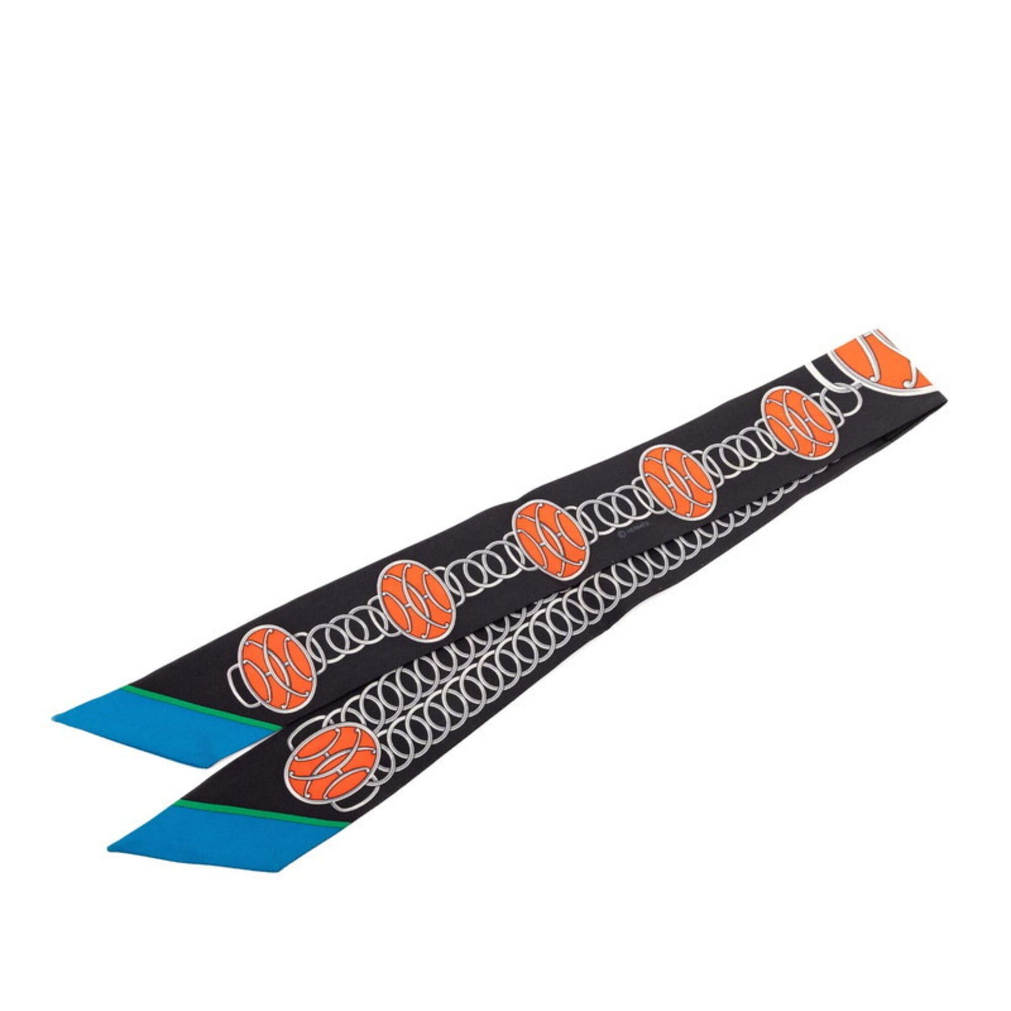 Hermes Hermes Twilly Lift Profile Scarf/Muffler, Black/Multicolor Silk, Women's Size ONE SIZE - 2 Thumbnail